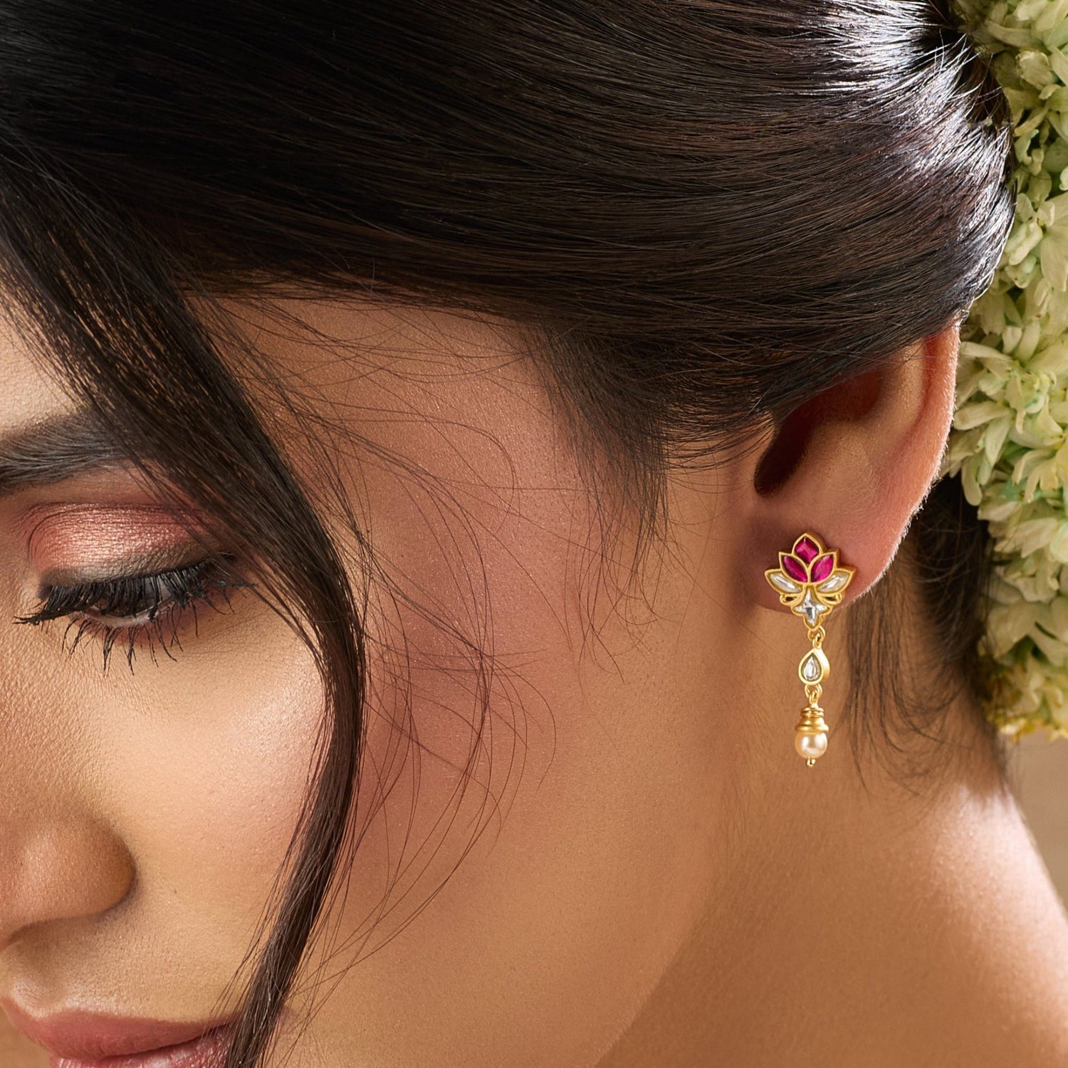 Earrings Vana Jadau Silver Drop Earrings