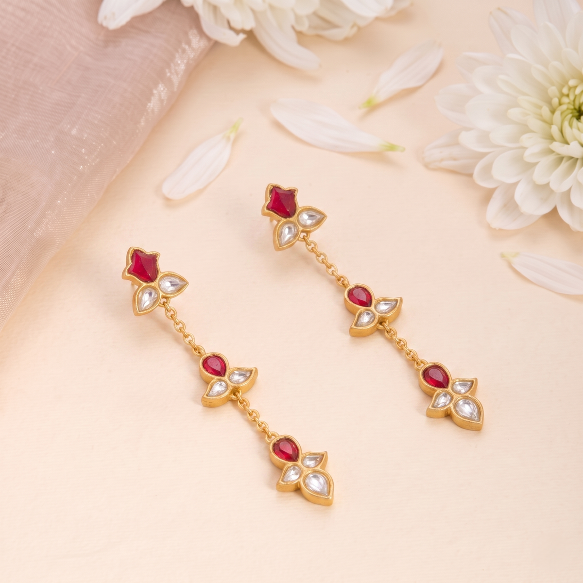 Earrings Rekha Jadau Silver Drop Earrings