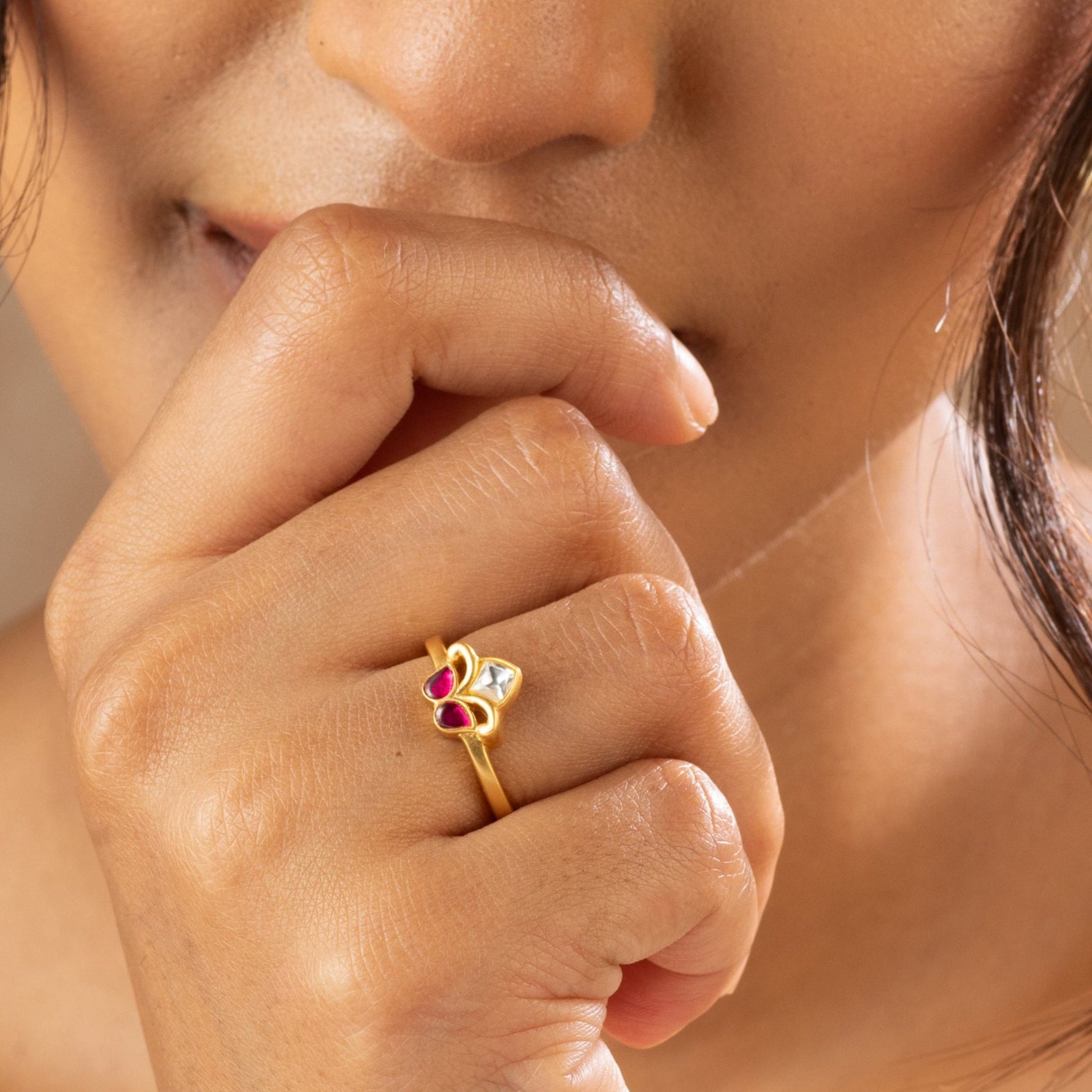 Finger Ring Pakhi Jadau Silver Ring