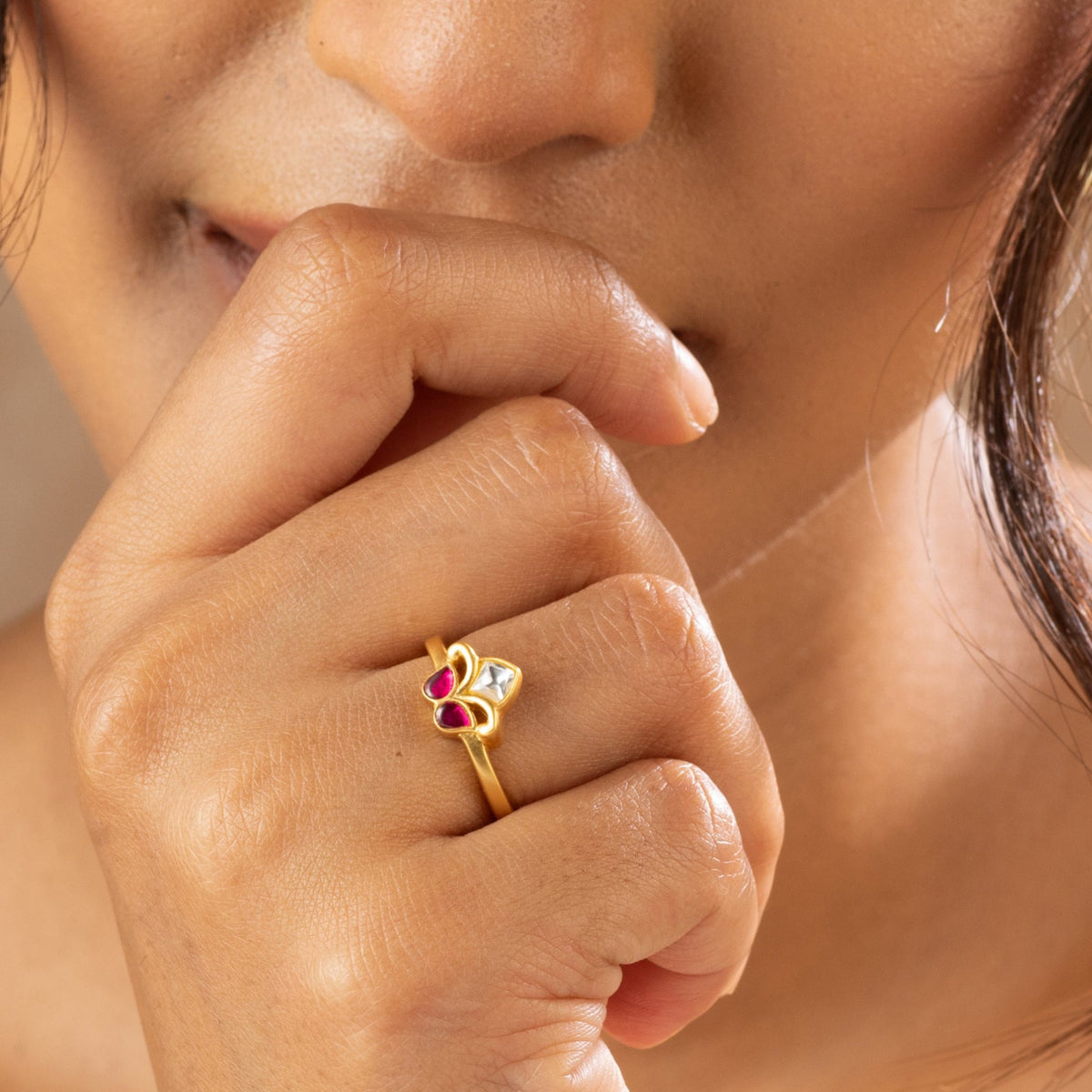 Pakhi Jadau Silver Ring 