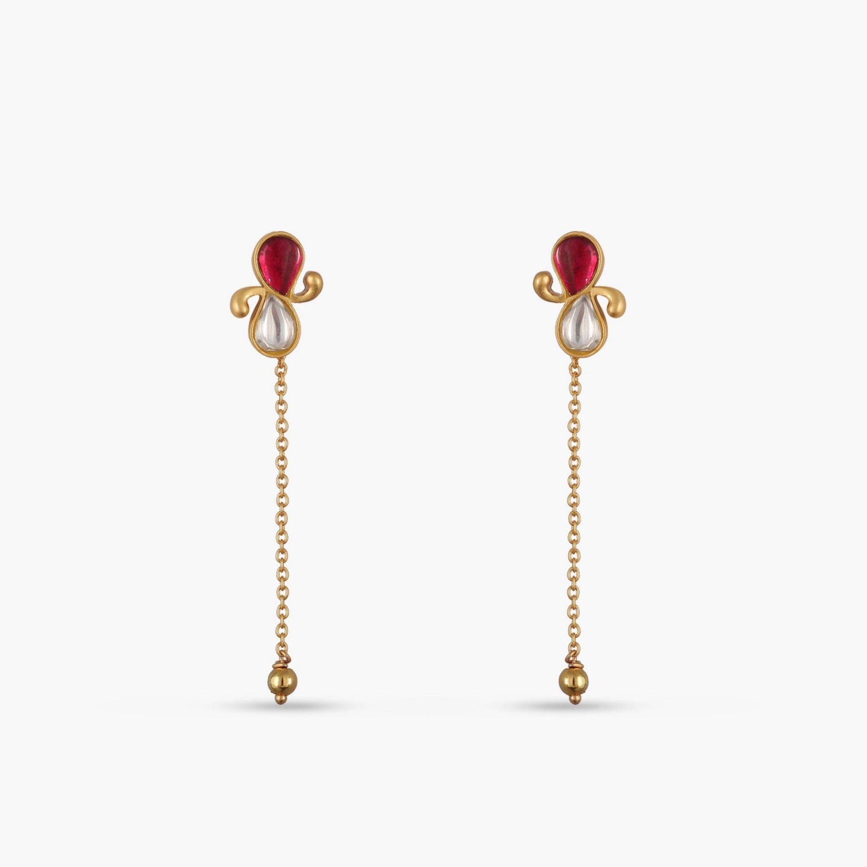 Earrings Leher Jadau Silver Drop Earrings
