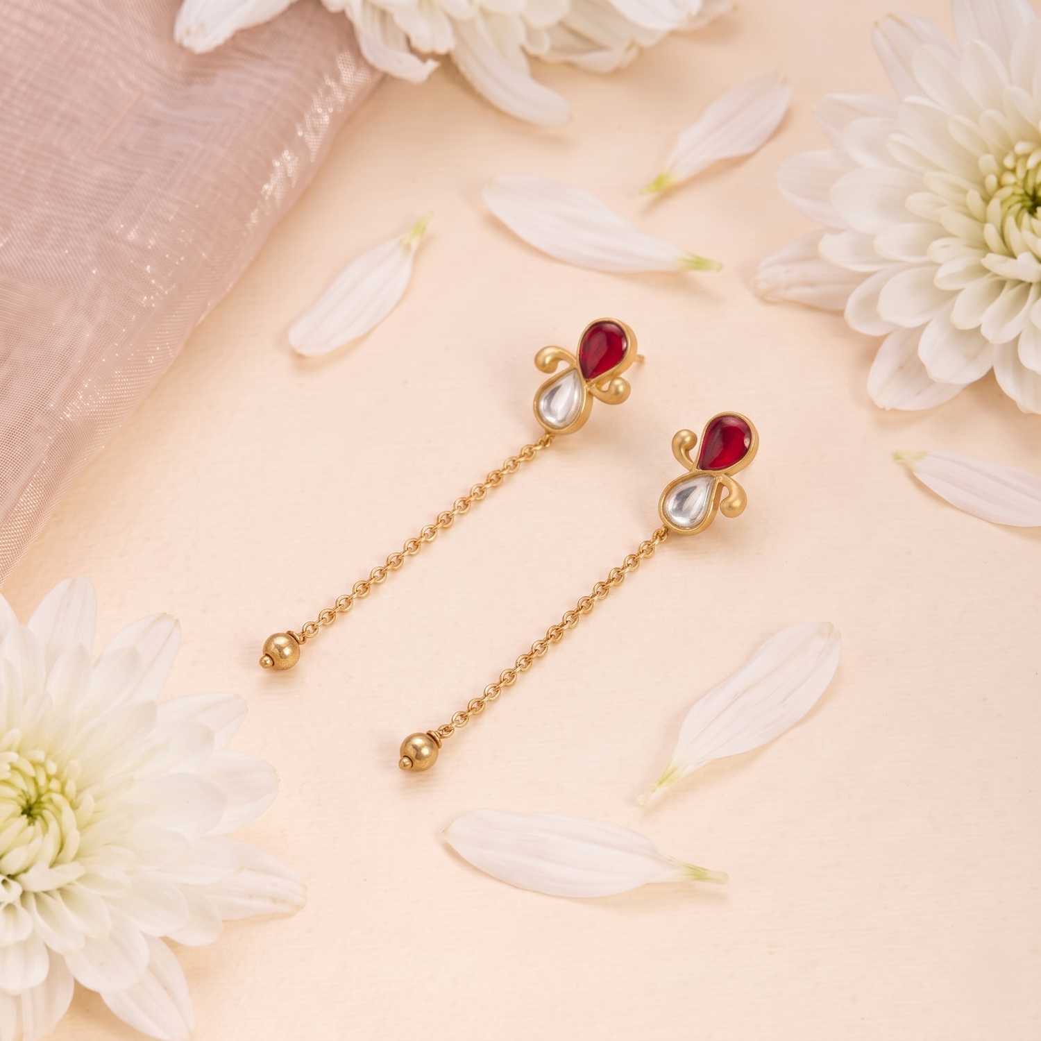 Earrings Leher Jadau Silver Drop Earrings