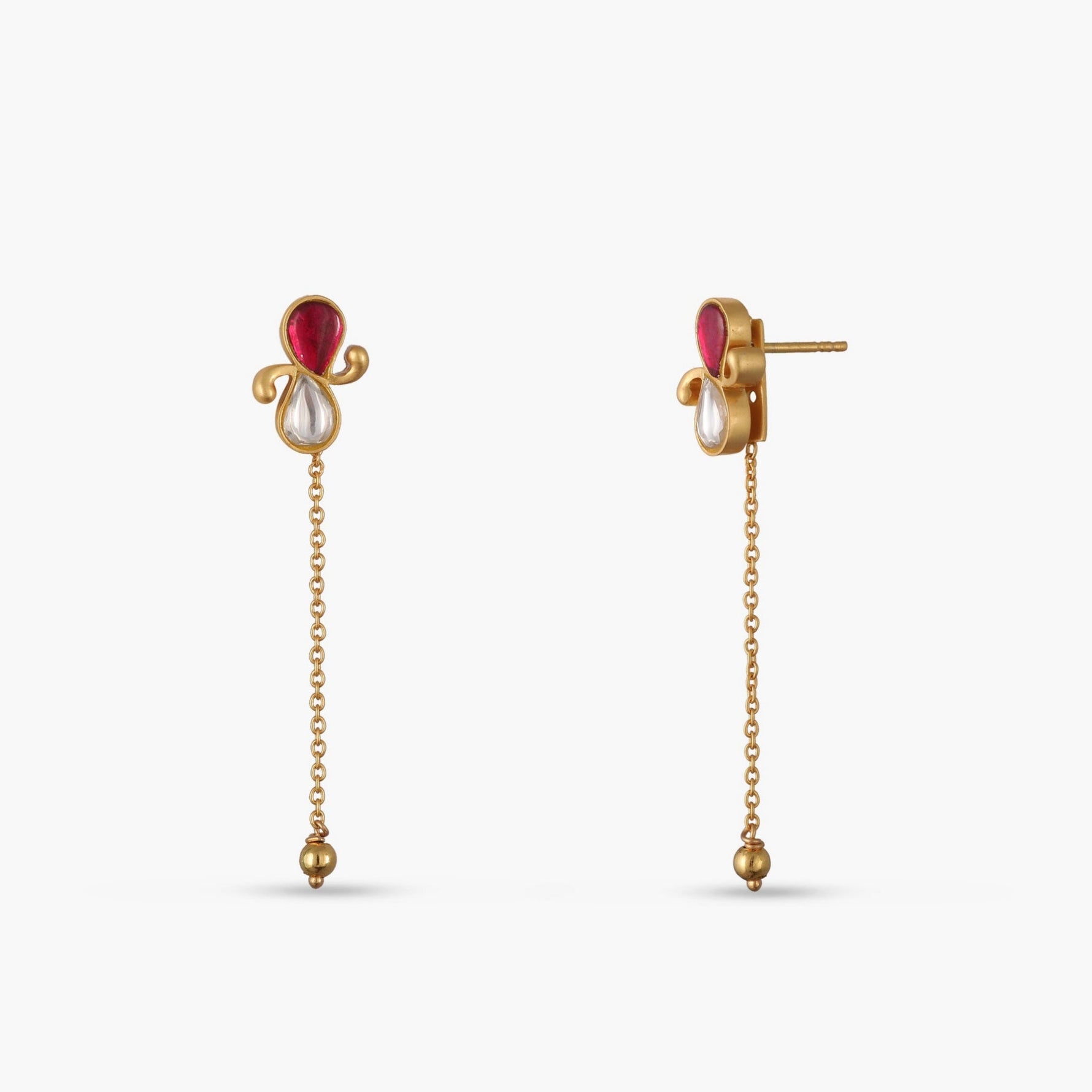 Earrings Leher Jadau Silver Drop Earrings