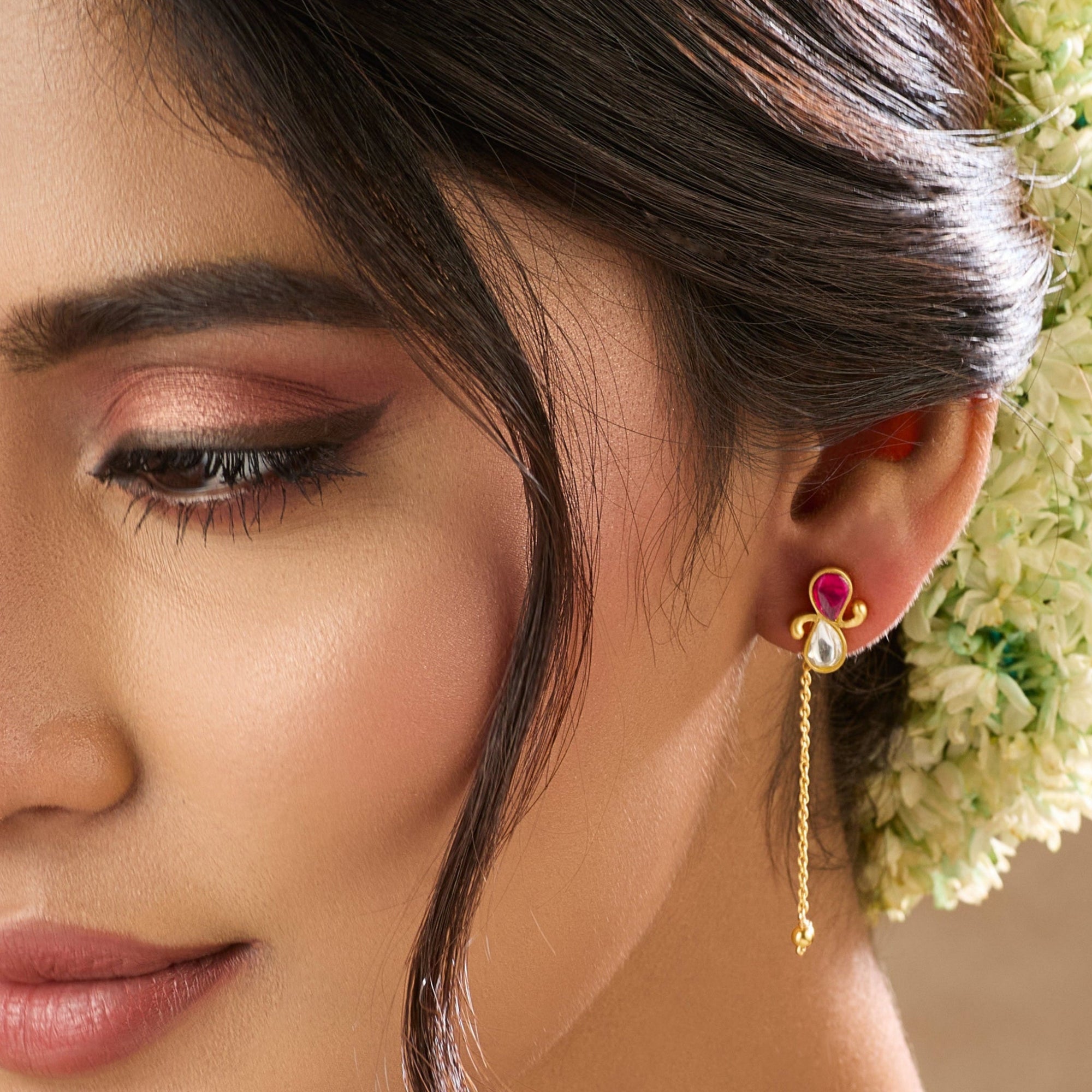  Leher Jadau Silver Drop Earrings