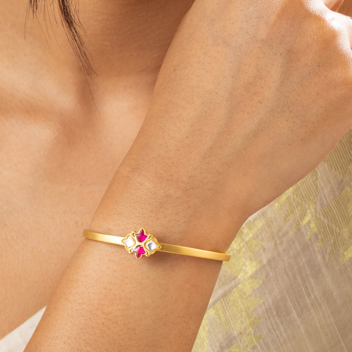  Pushp Jadau Silver Bracelet