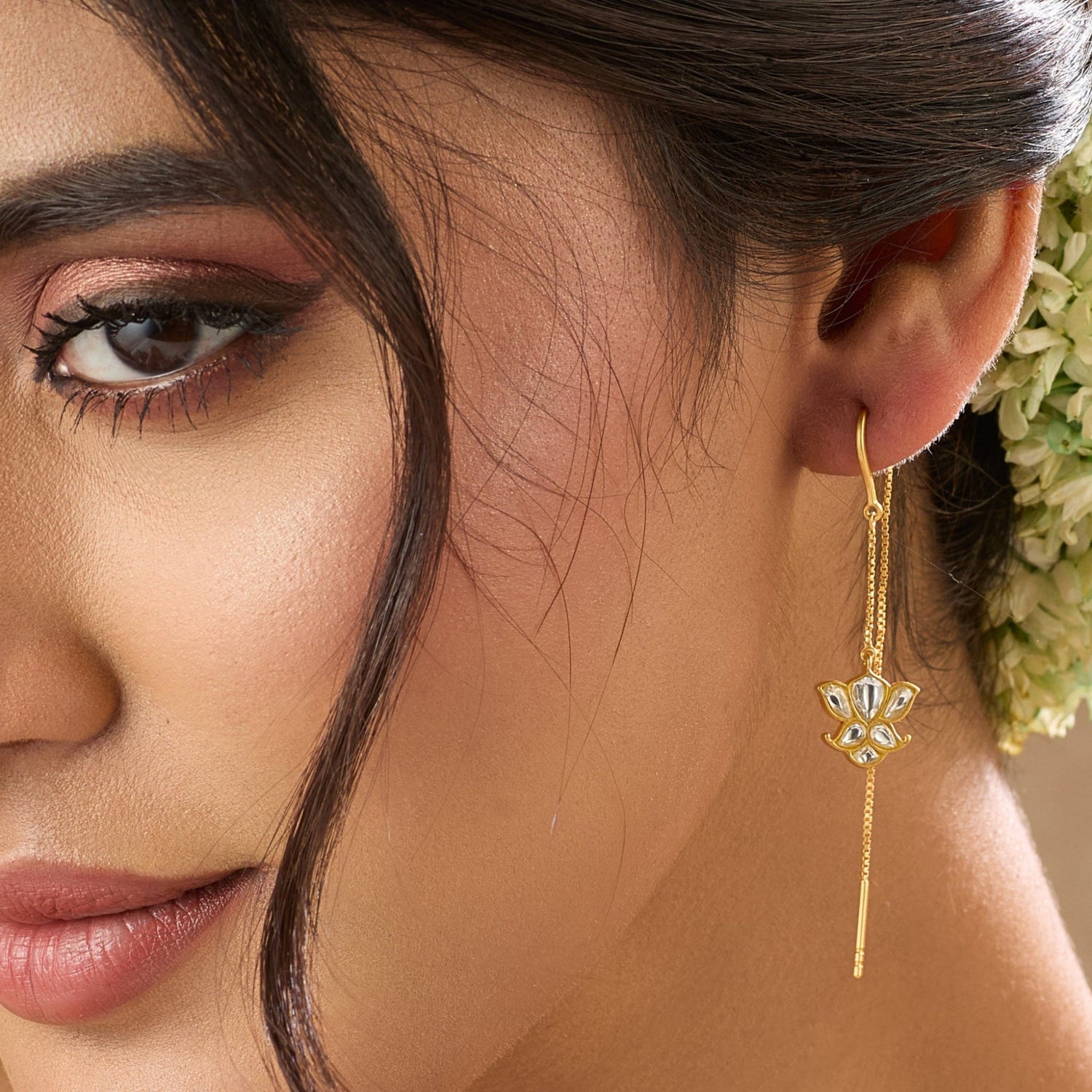 Earrings Sitara Jadau Silver Threader Earrings