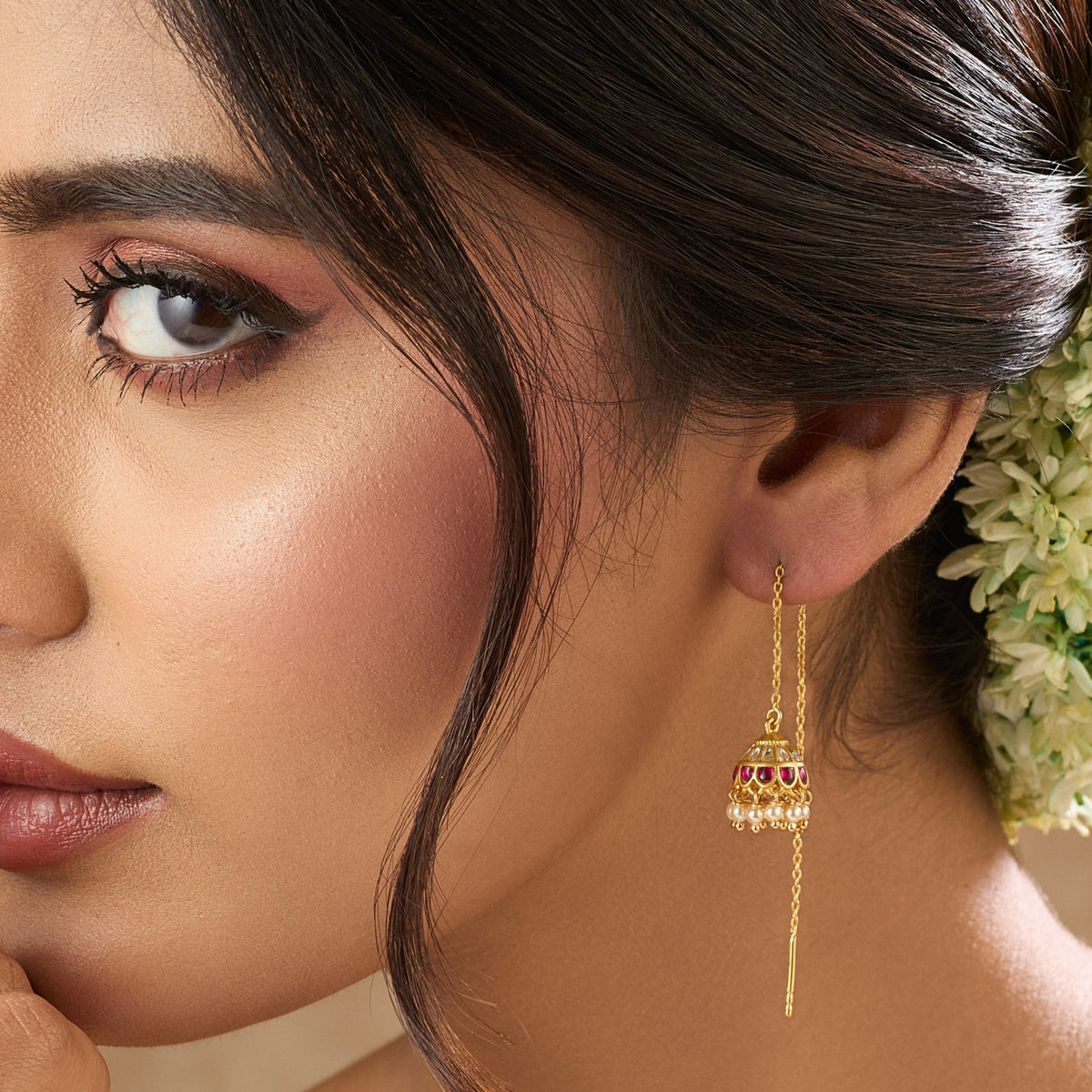  Yuthika Jadau Silver Threader Earrings