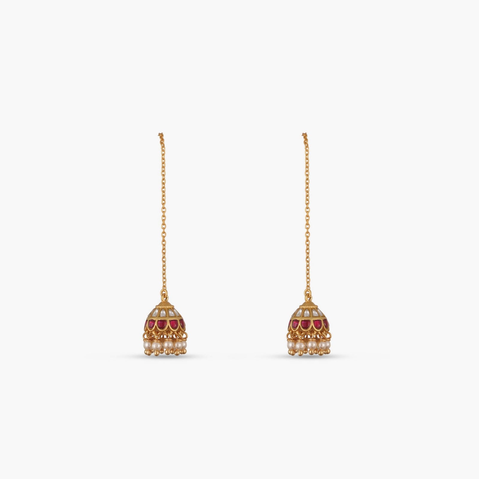 Yuthika Jadau Silver Threader Earrings