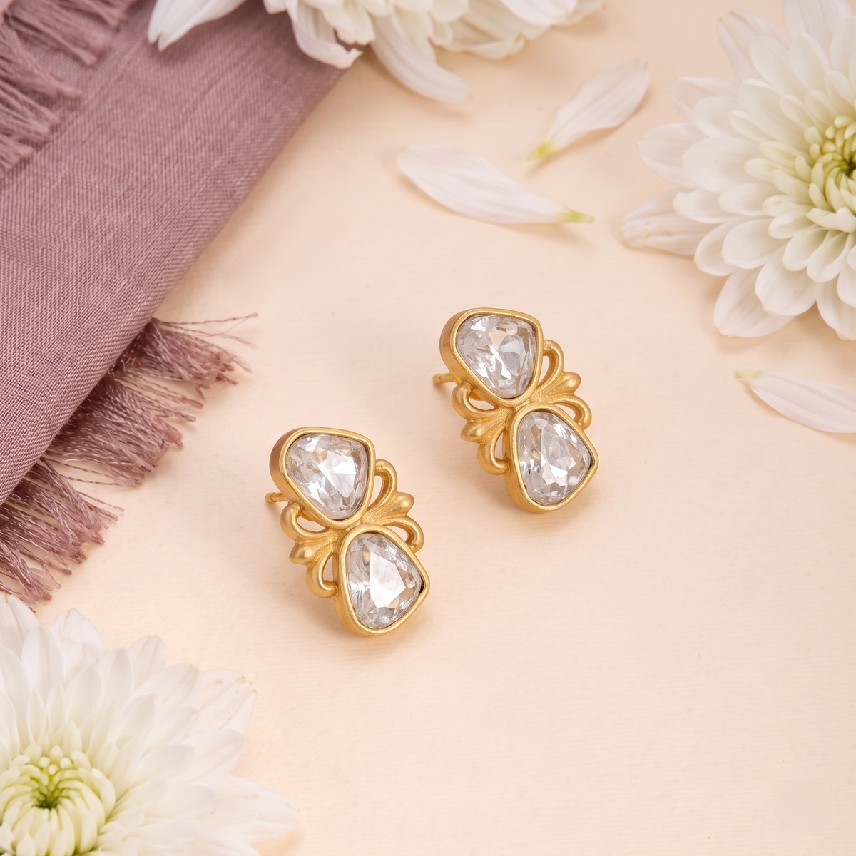 Earrings Shubhra Jadau Silver Stud Earrings