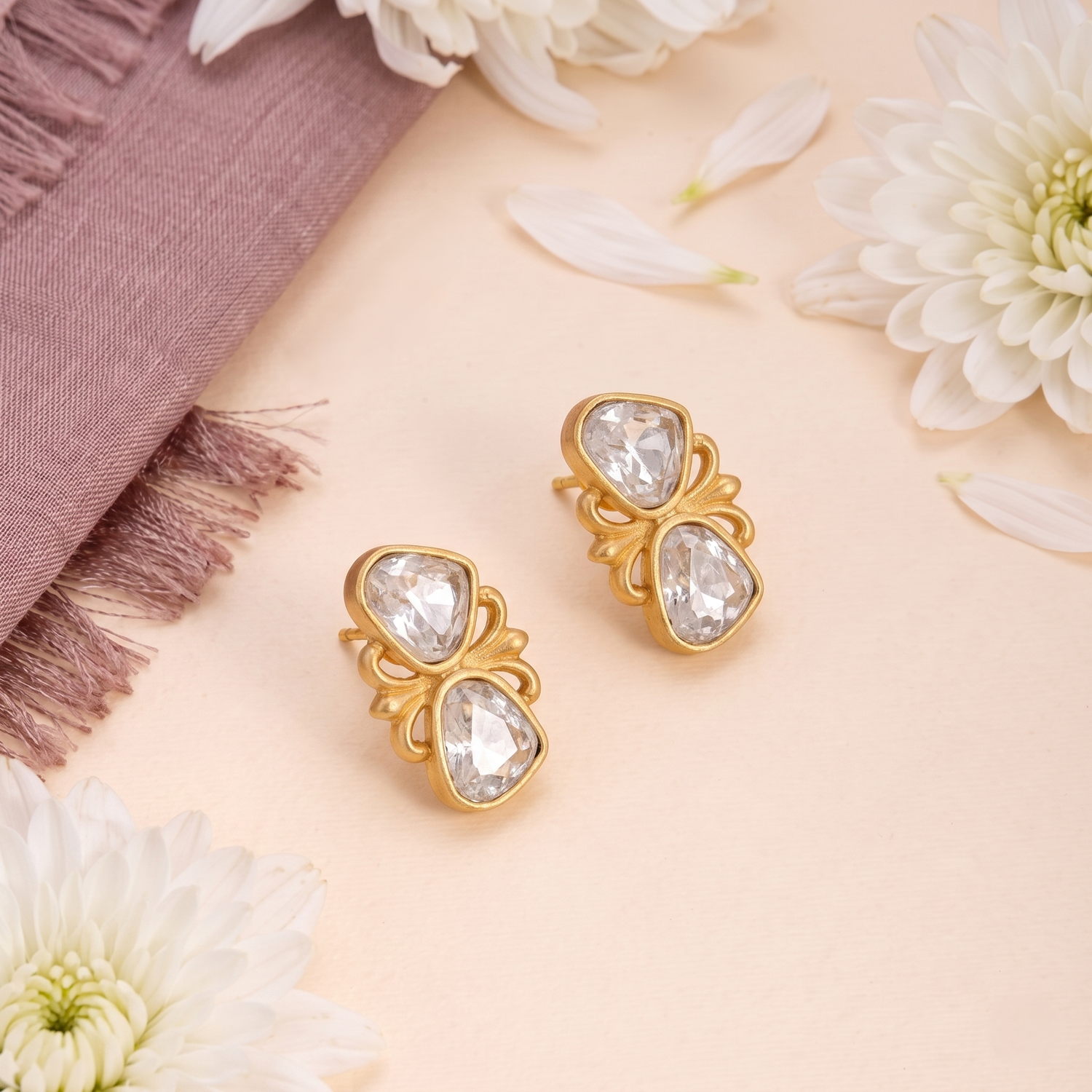 Earrings Shubhra Jadau Silver Stud Earrings