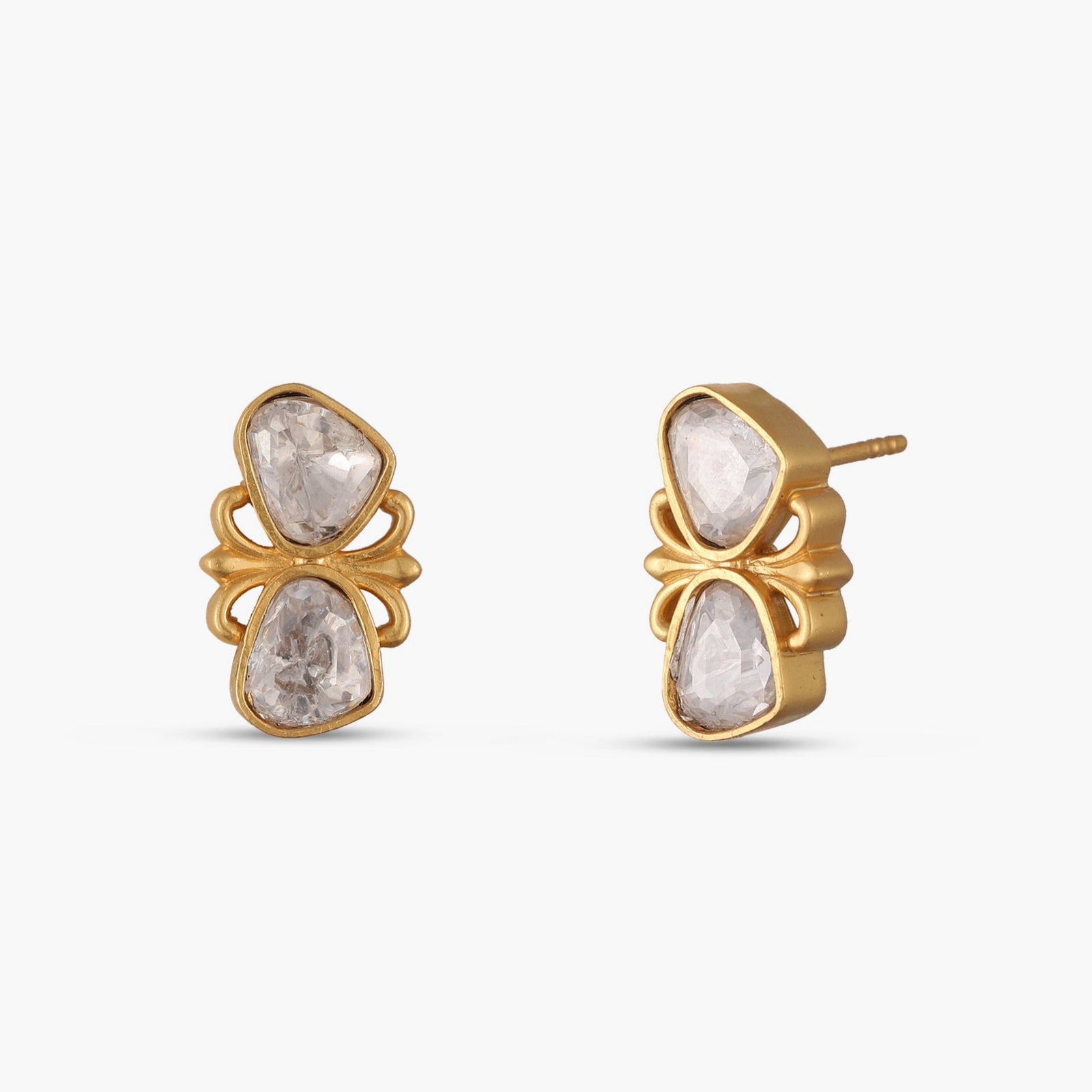 Shubhra Jadau Silver Stud Earrings 