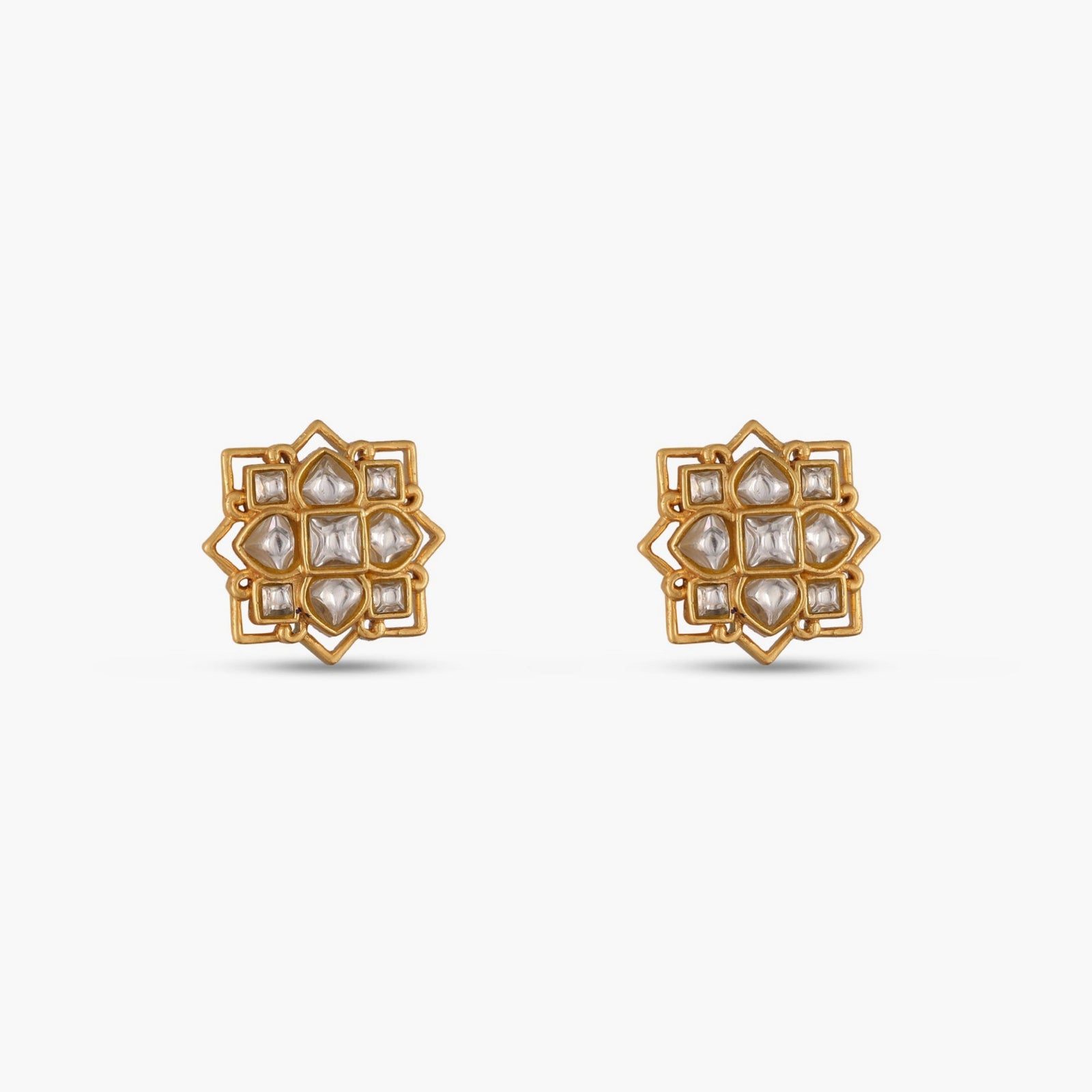 Kollam Jadau Silver Stud Earrings