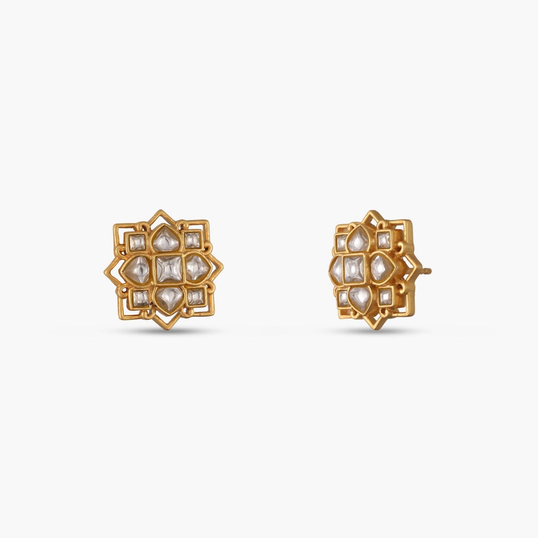 Earrings Kollam Jadau Silver Stud Earrings
