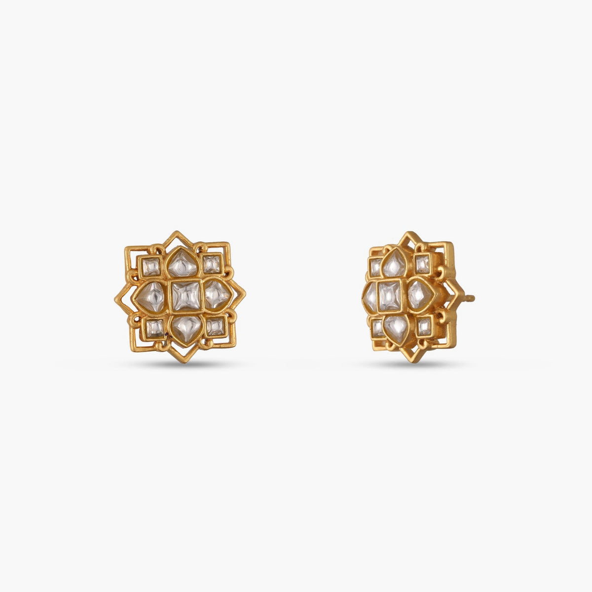 Kollam Jadau Silver Stud Earrings
