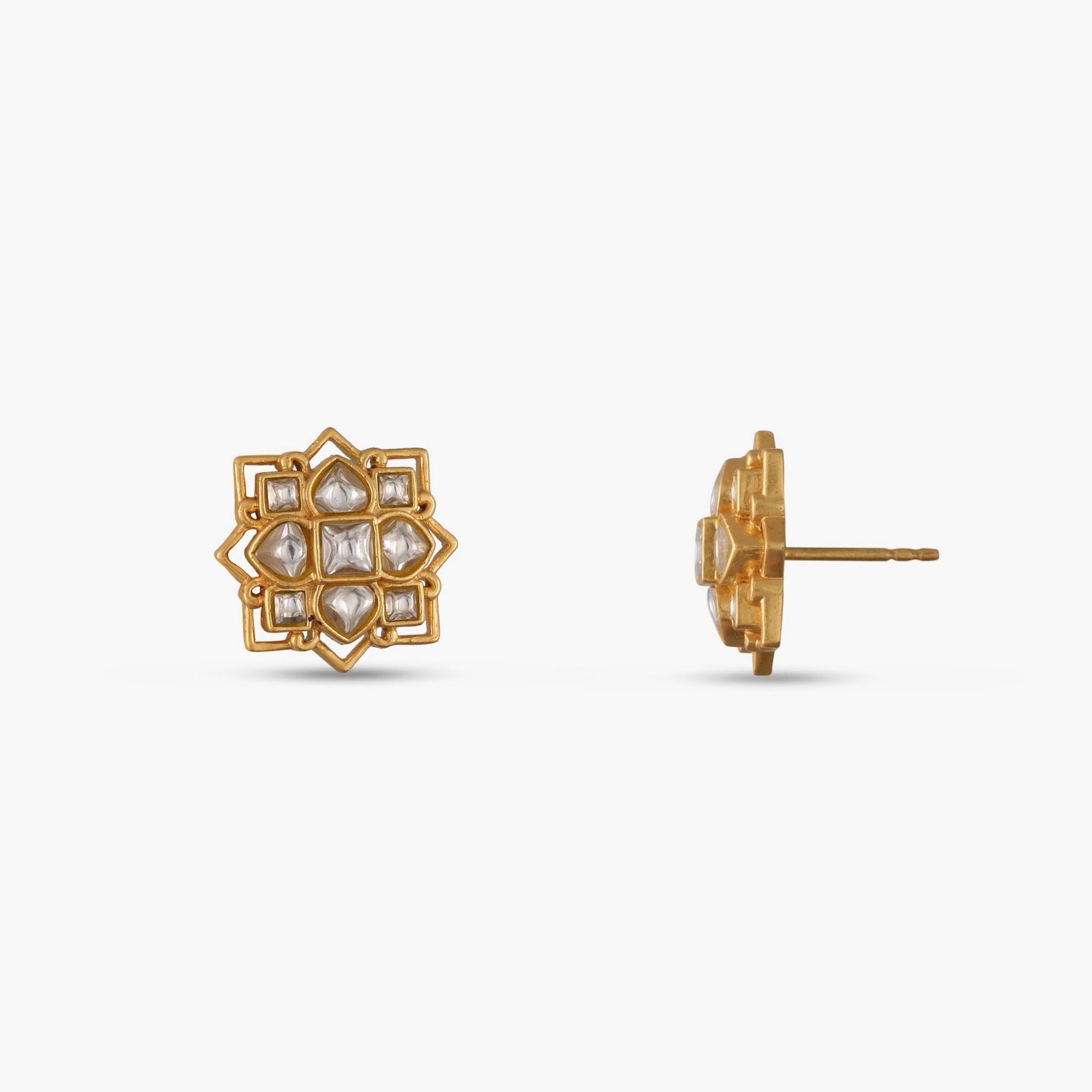 Earrings Kollam Jadau Silver Stud Earrings