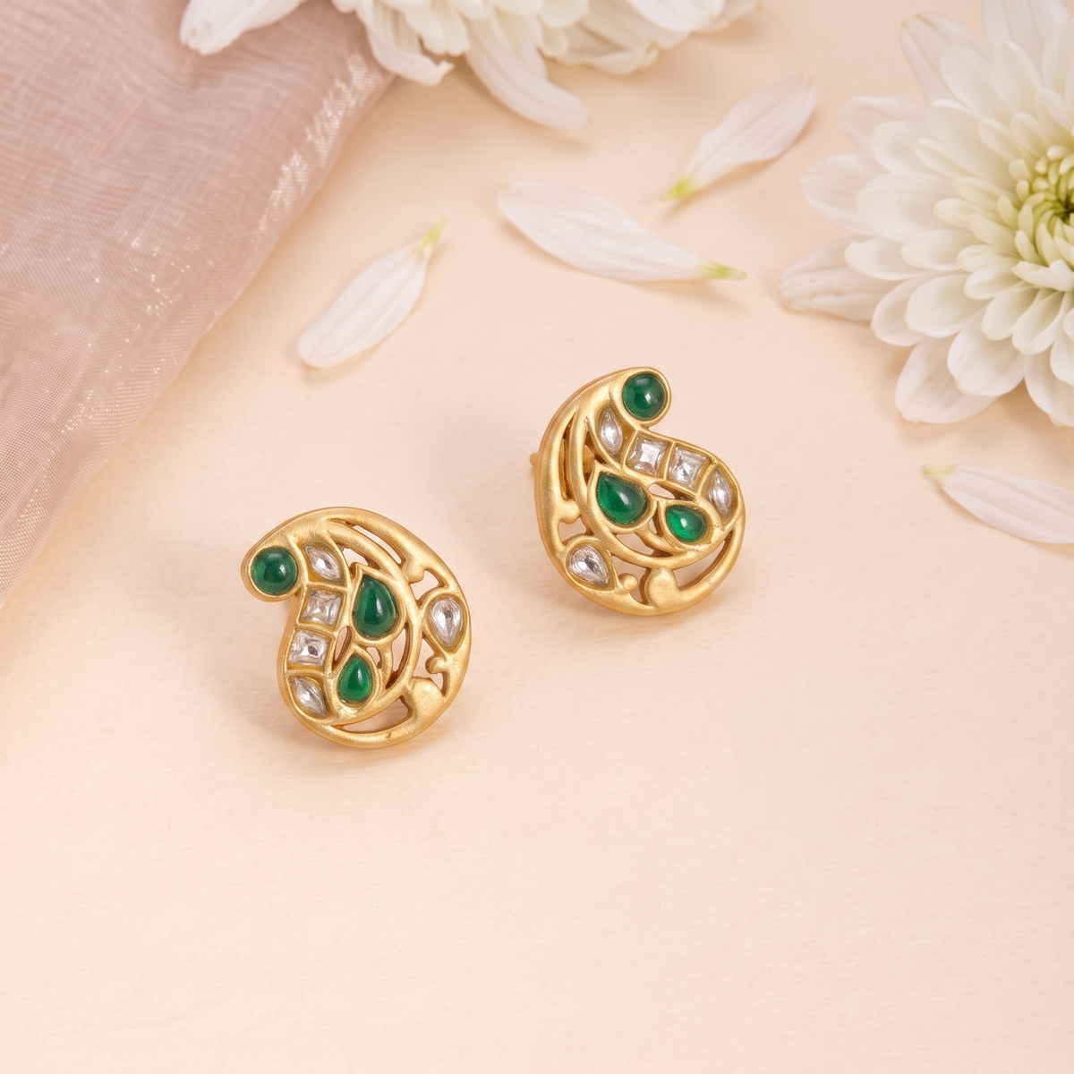 Earrings Aamra Jadau Silver Stud Earrings