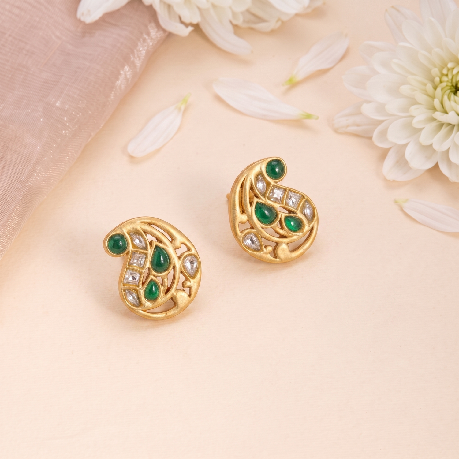 Earrings Aamra Jadau Silver Stud Earrings
