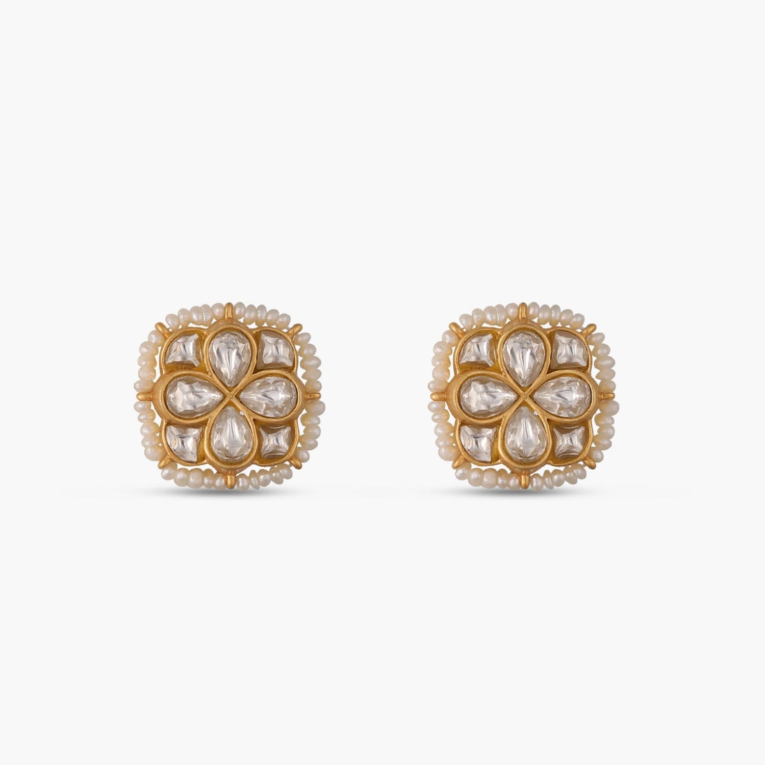 Earrings Moti Jadau Silver Stud Earrings