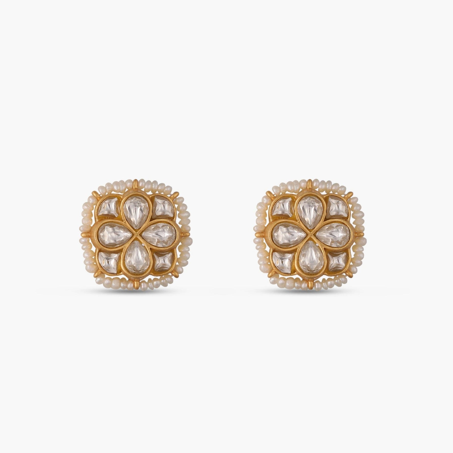Earrings Moti Jadau Silver Stud Earrings