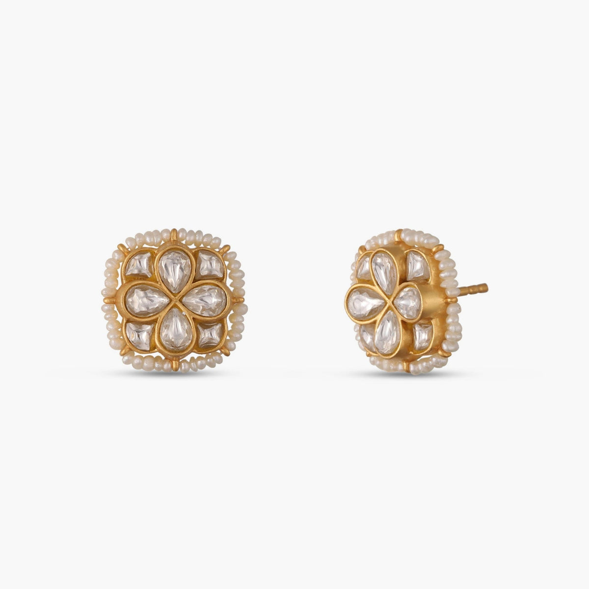 Earrings Moti Jadau Silver Stud Earrings