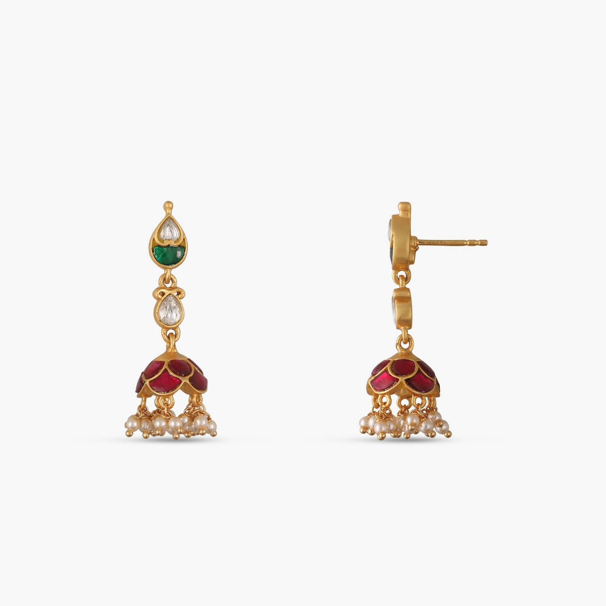 Tara Kempu Jadau Silver Jhumka Earrings 