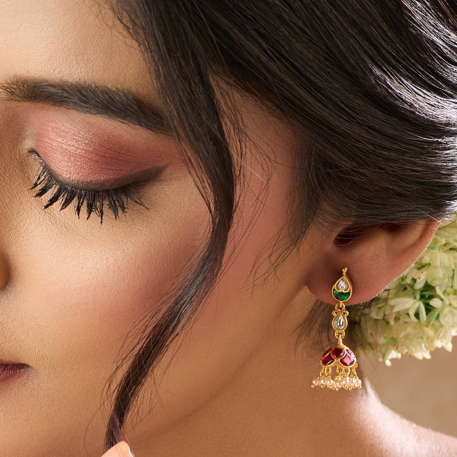 Earrings Tara Kempu Jadau Silver Jhumka Earrings