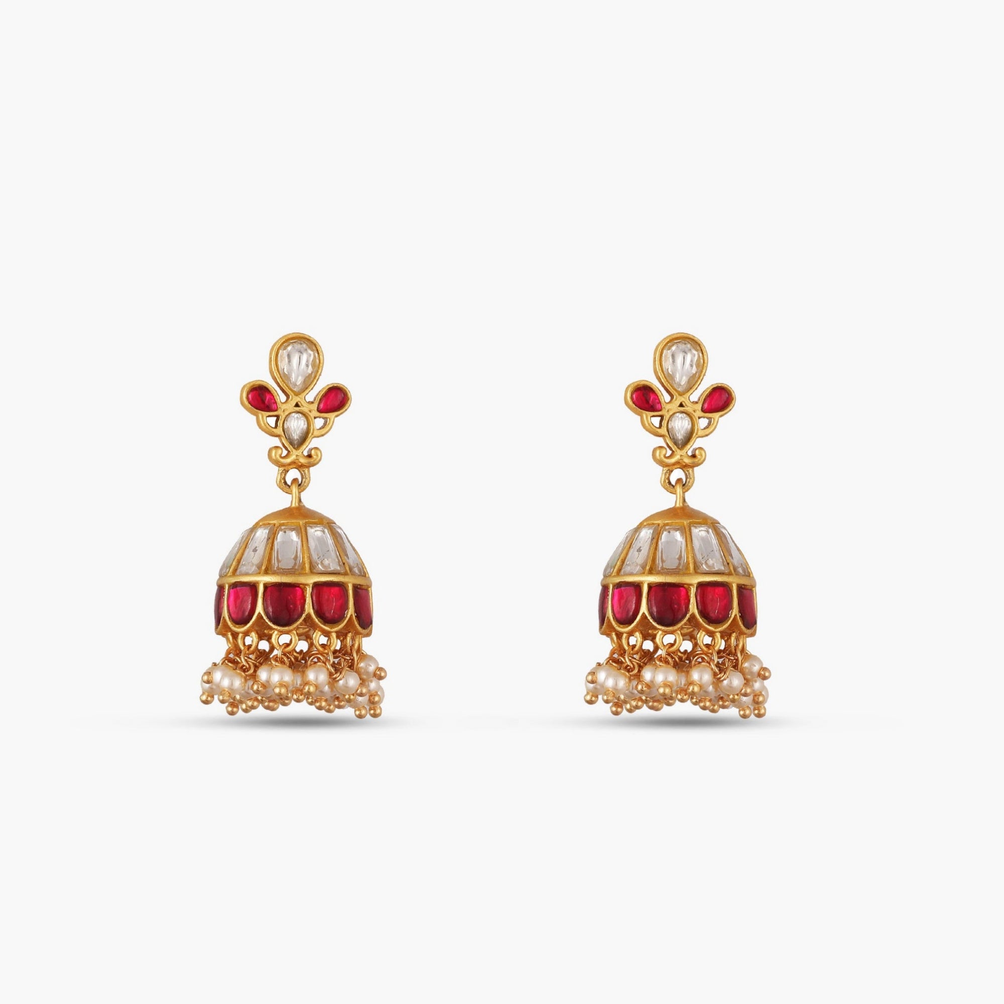 Ruhani Kempu Jadau Silver Jhumka Earrings