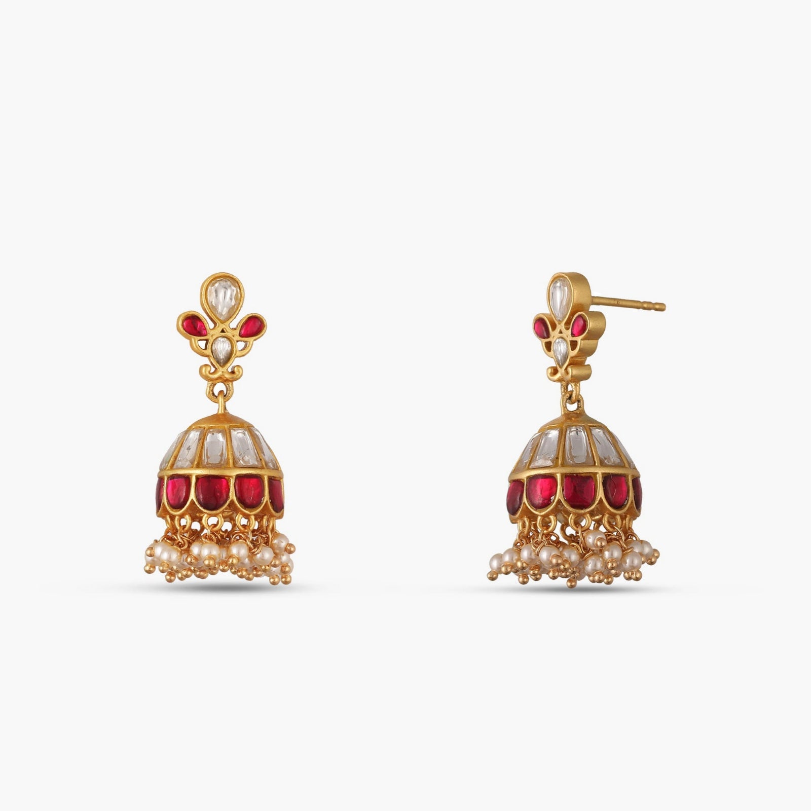 Ruhani Kempu Jadau Silver Jhumka Earrings