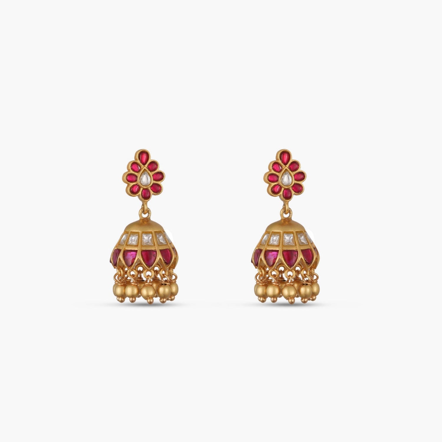 Earrings Mayur Kempu Jadau Silver Jhumka Earrings