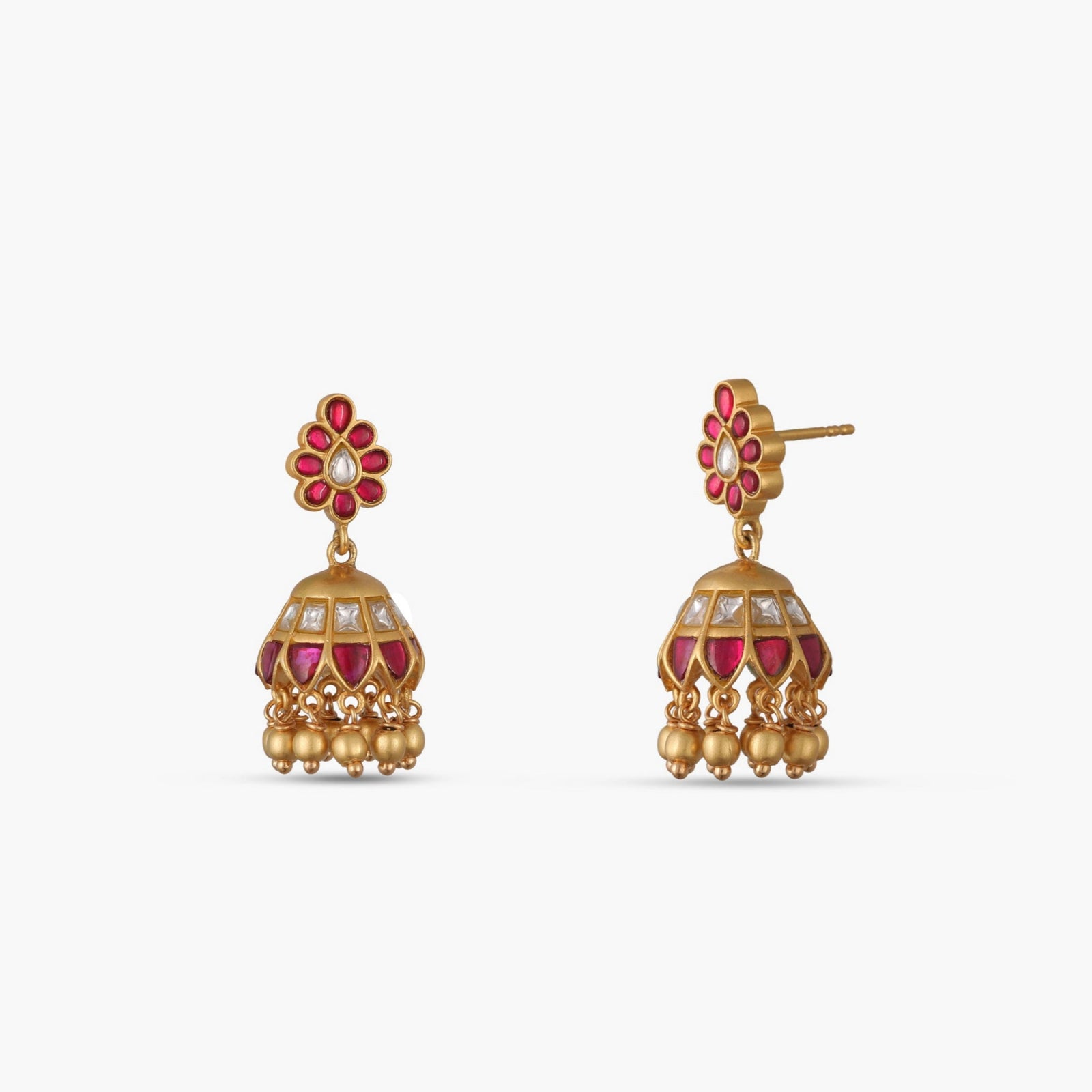 Mayur Kempu Jadau Silver Jhumka Earrings