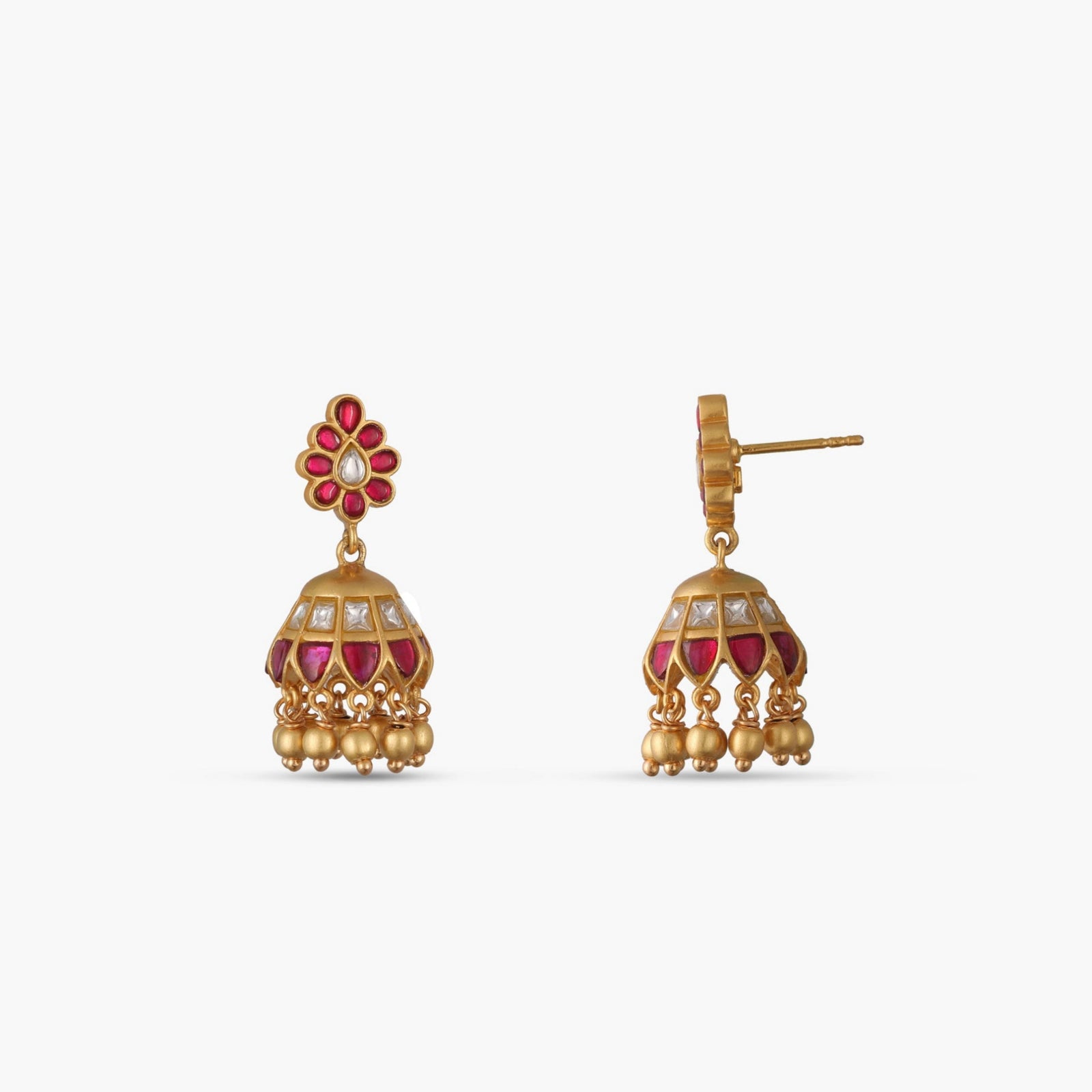 Mayur Kempu Jadau Silver Jhumka Earrings