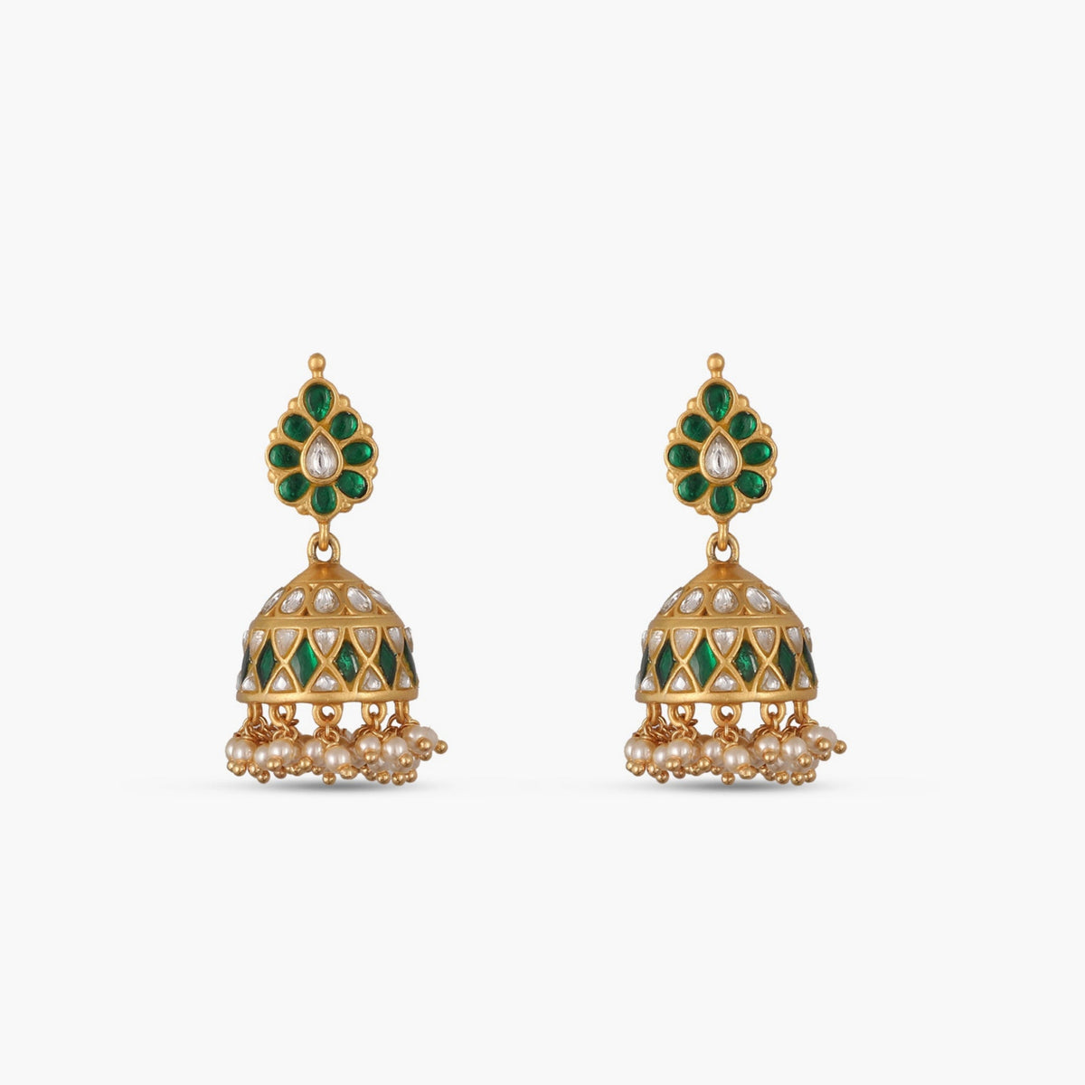 Harita Mayur Jadau Silver Jhumka Earrings