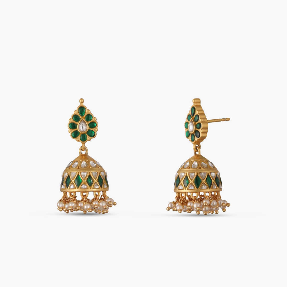 Harita Mayur Jadau Silver Jhumka Earrings