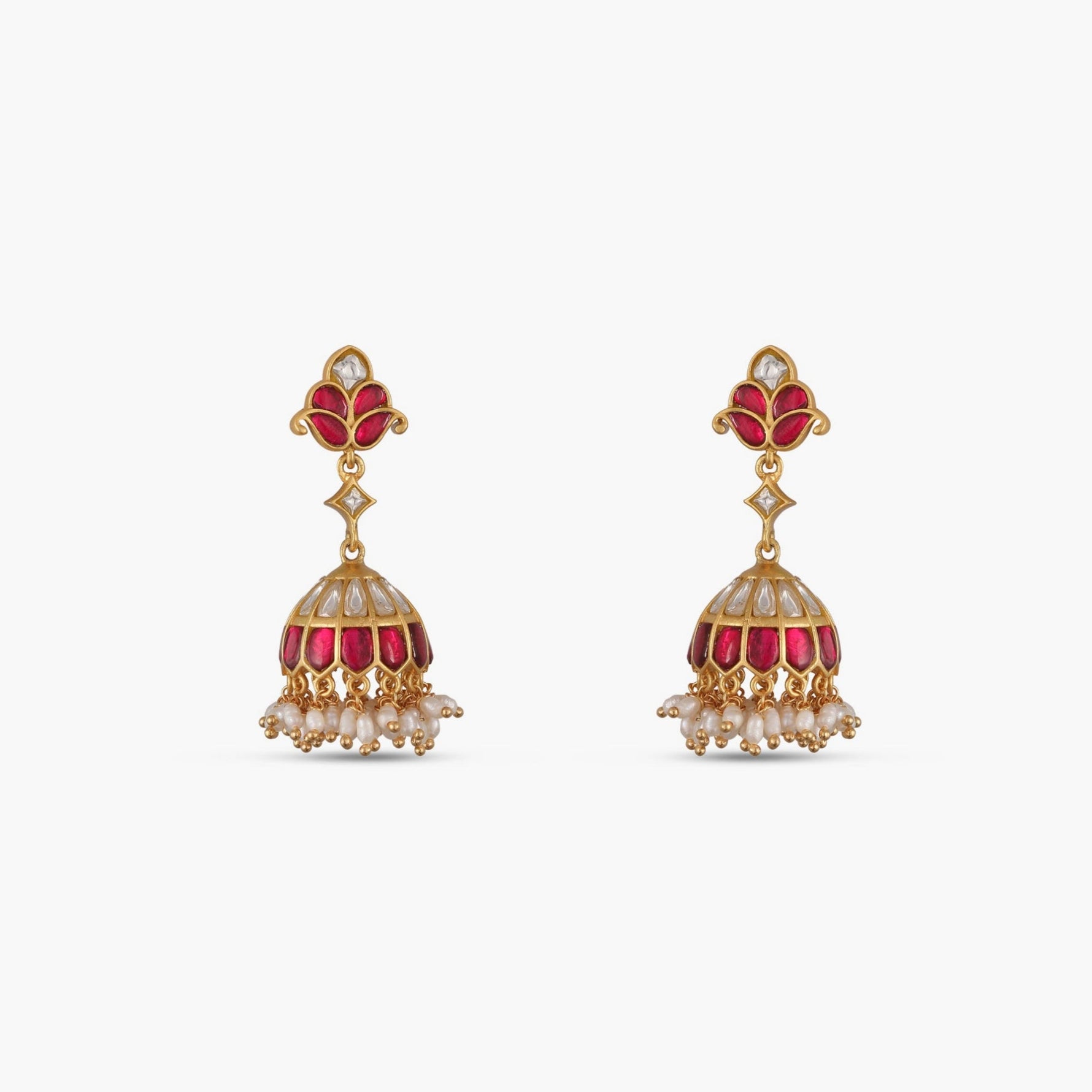 Earrings Kavya Kempu Jadau Silver Jhumka Earrings