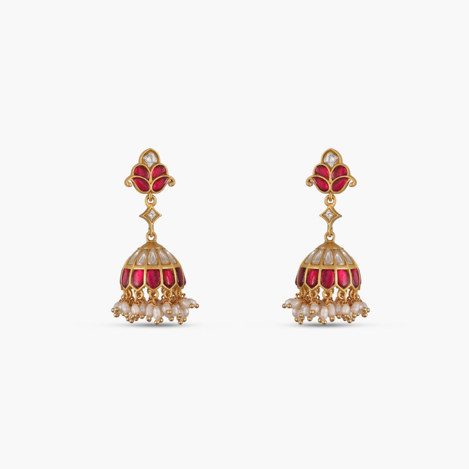 Kavya Kempu Jadau Silver Jhumka Earrings