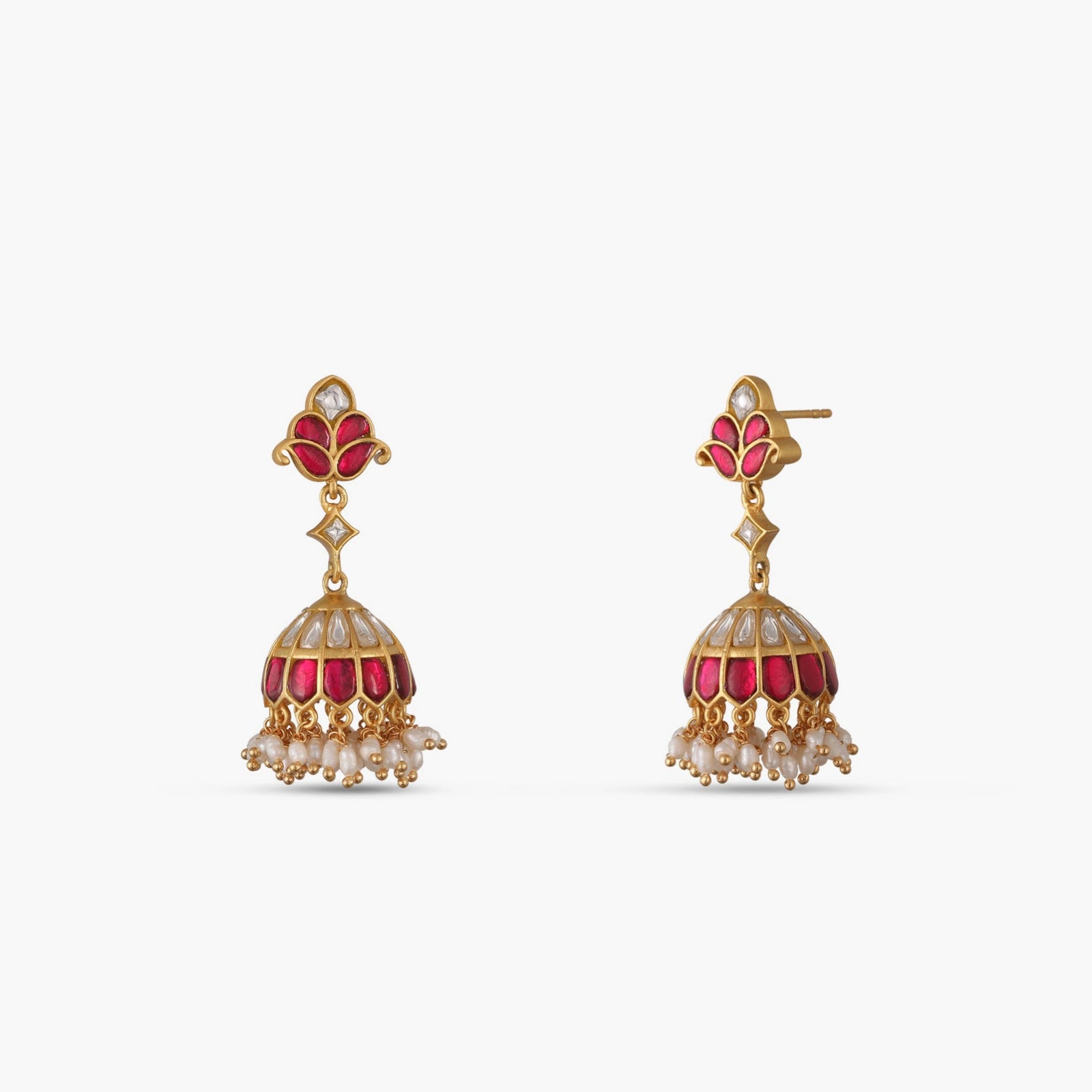 Kavya Kempu Jadau Silver Jhumka Earrings