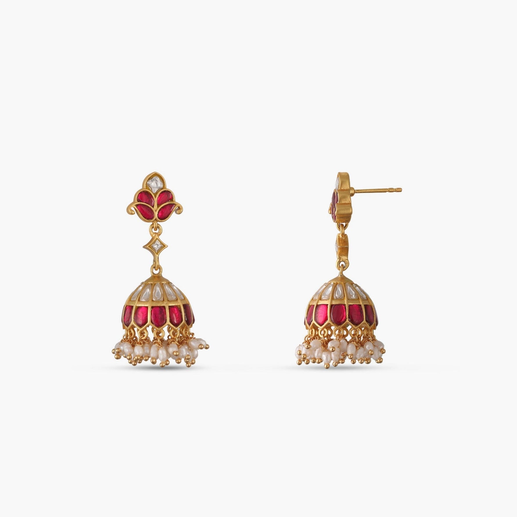 Earrings Kavya Kempu Jadau Silver Jhumka Earrings
