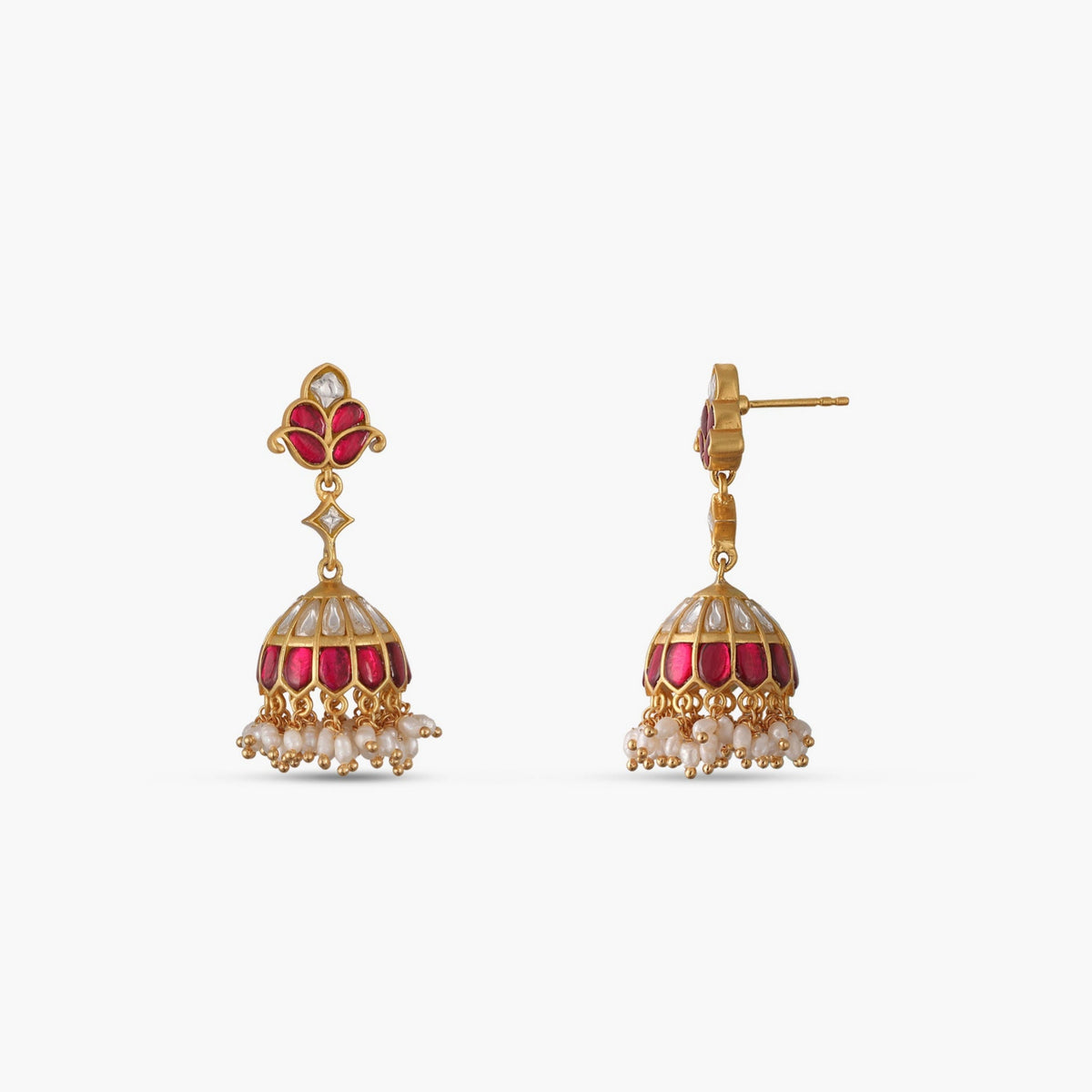 Kavya Kempu Jadau Silver Jhumka Earrings