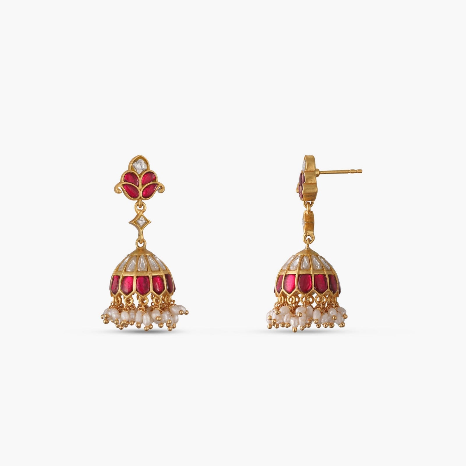 Kavya Kempu Jadau Silver Jhumka Earrings