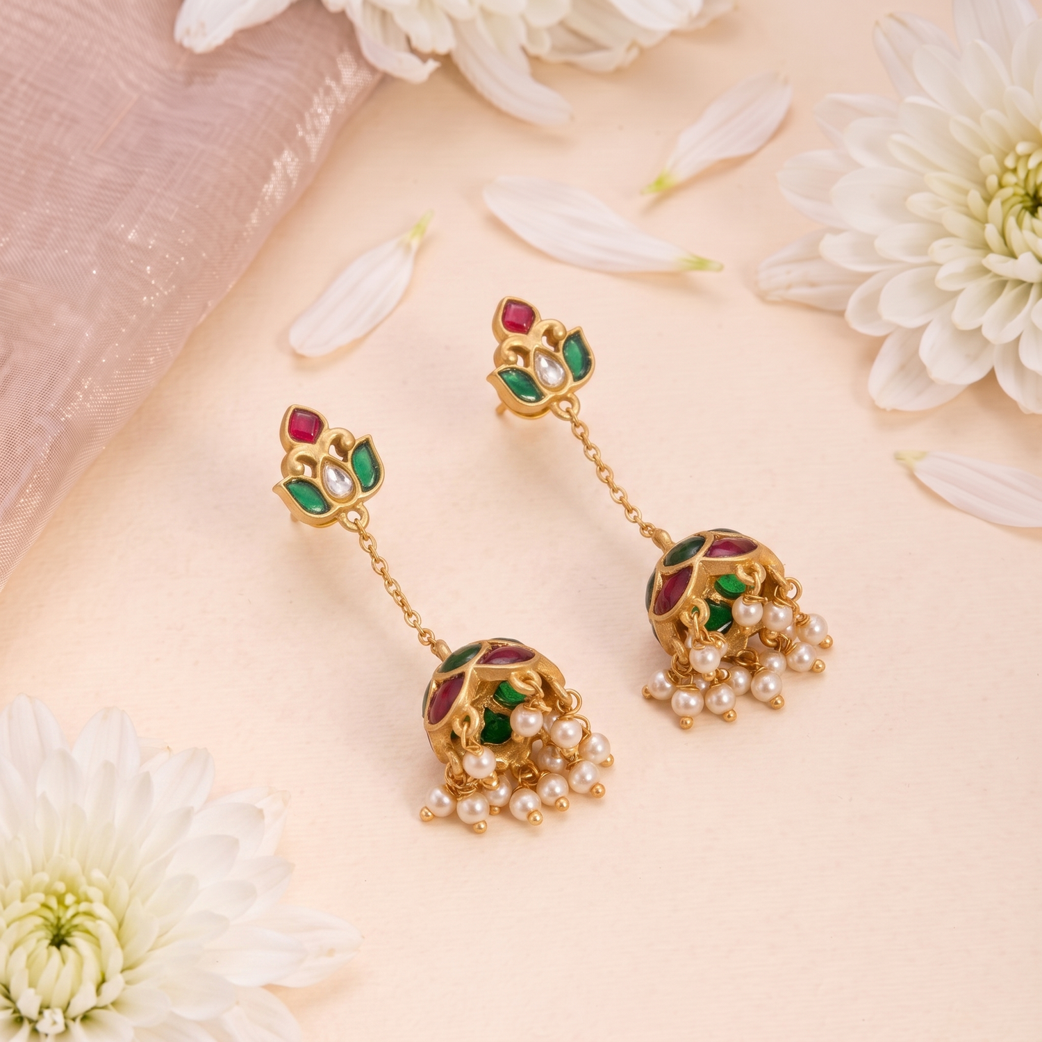 Earrings Kamal Kempu Jadau Silver Jhumka Earrings