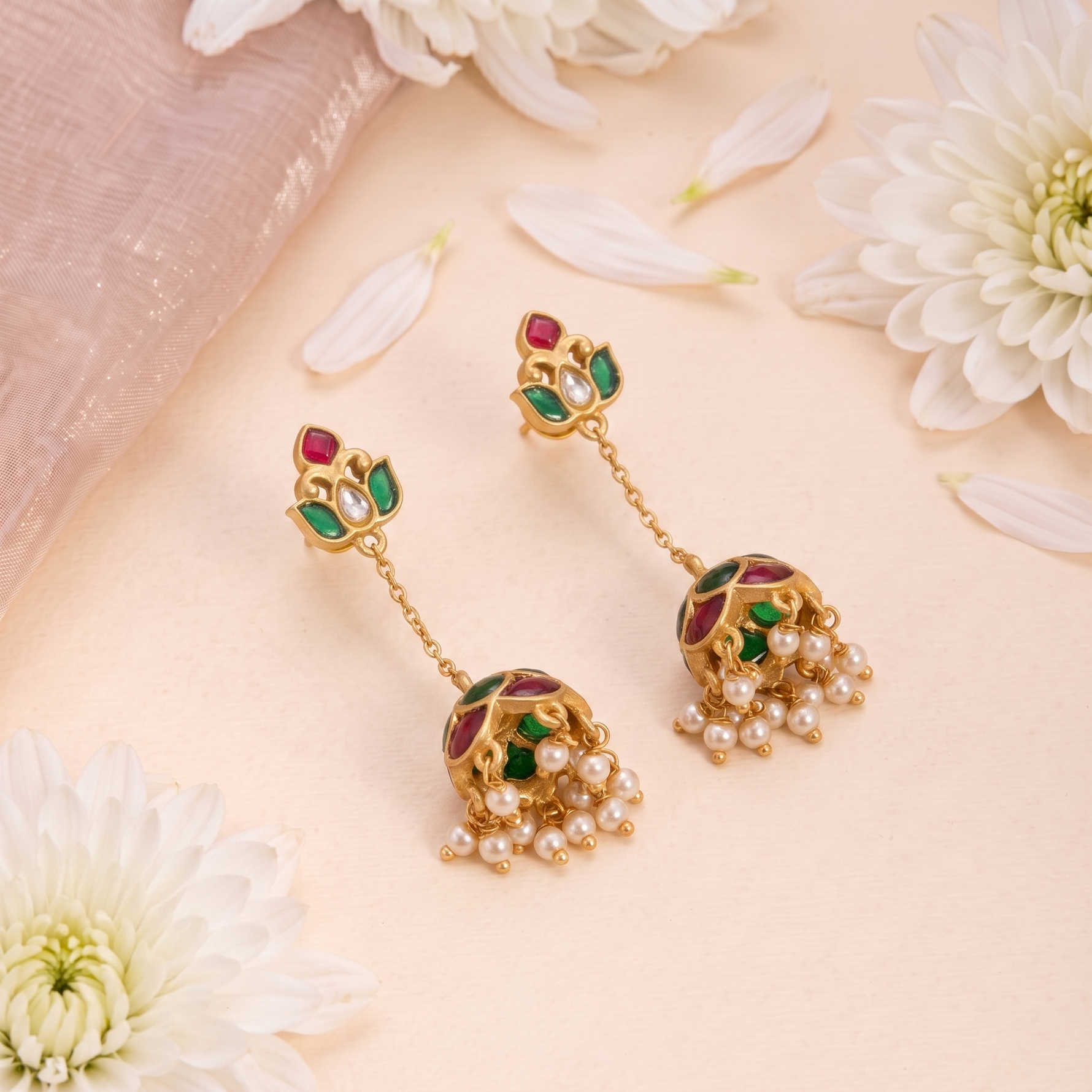 Earrings Kamal Kempu Jadau Silver Jhumka Earrings