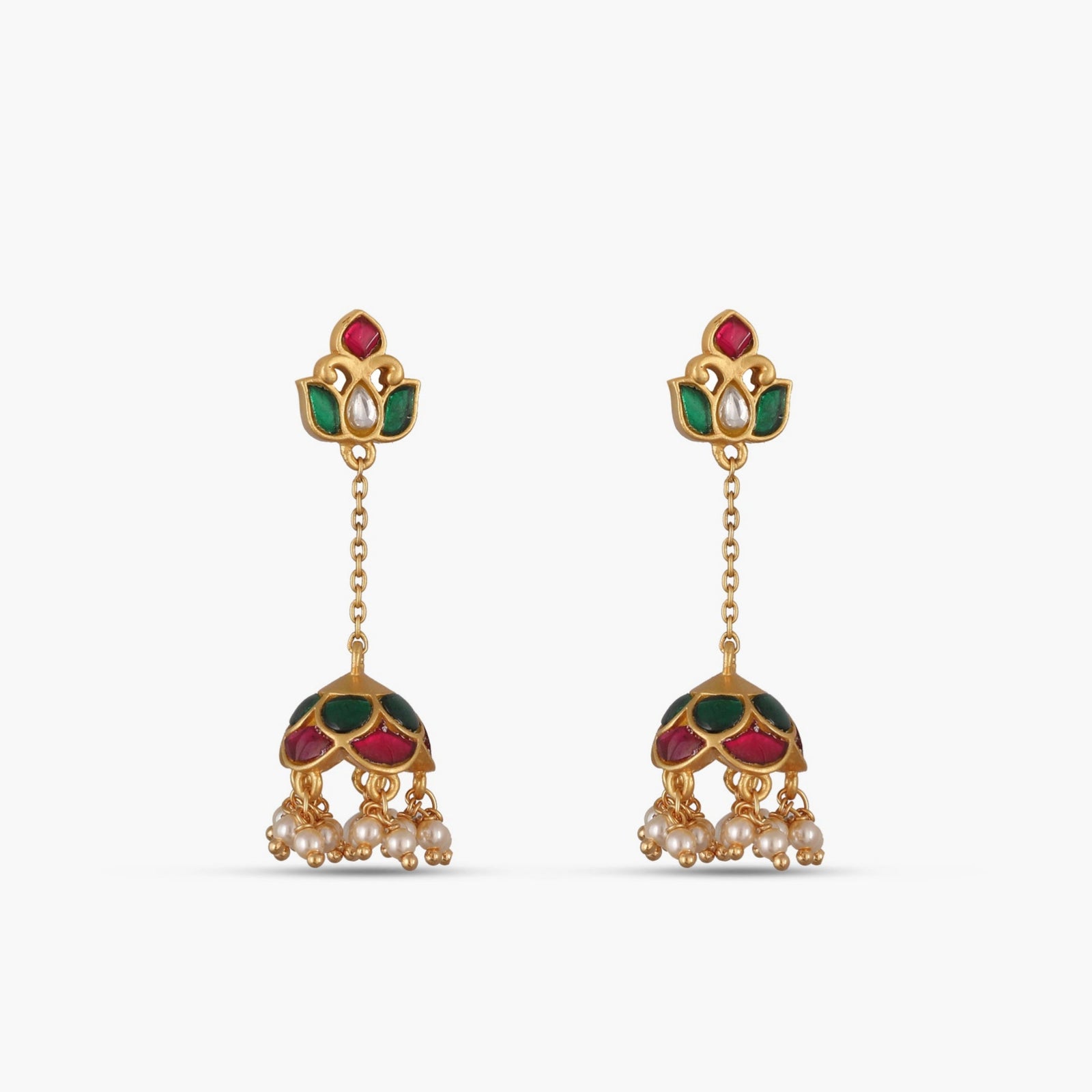 Kamal Kempu Jadau Silver Jhumka Earrings 