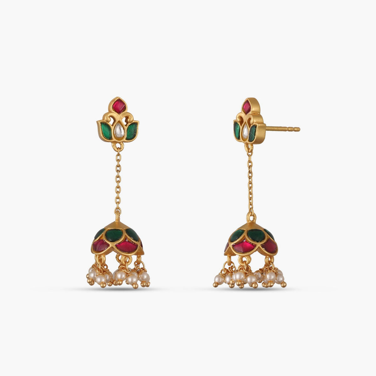 Kamal Kempu Jadau Silver Jhumka Earrings 