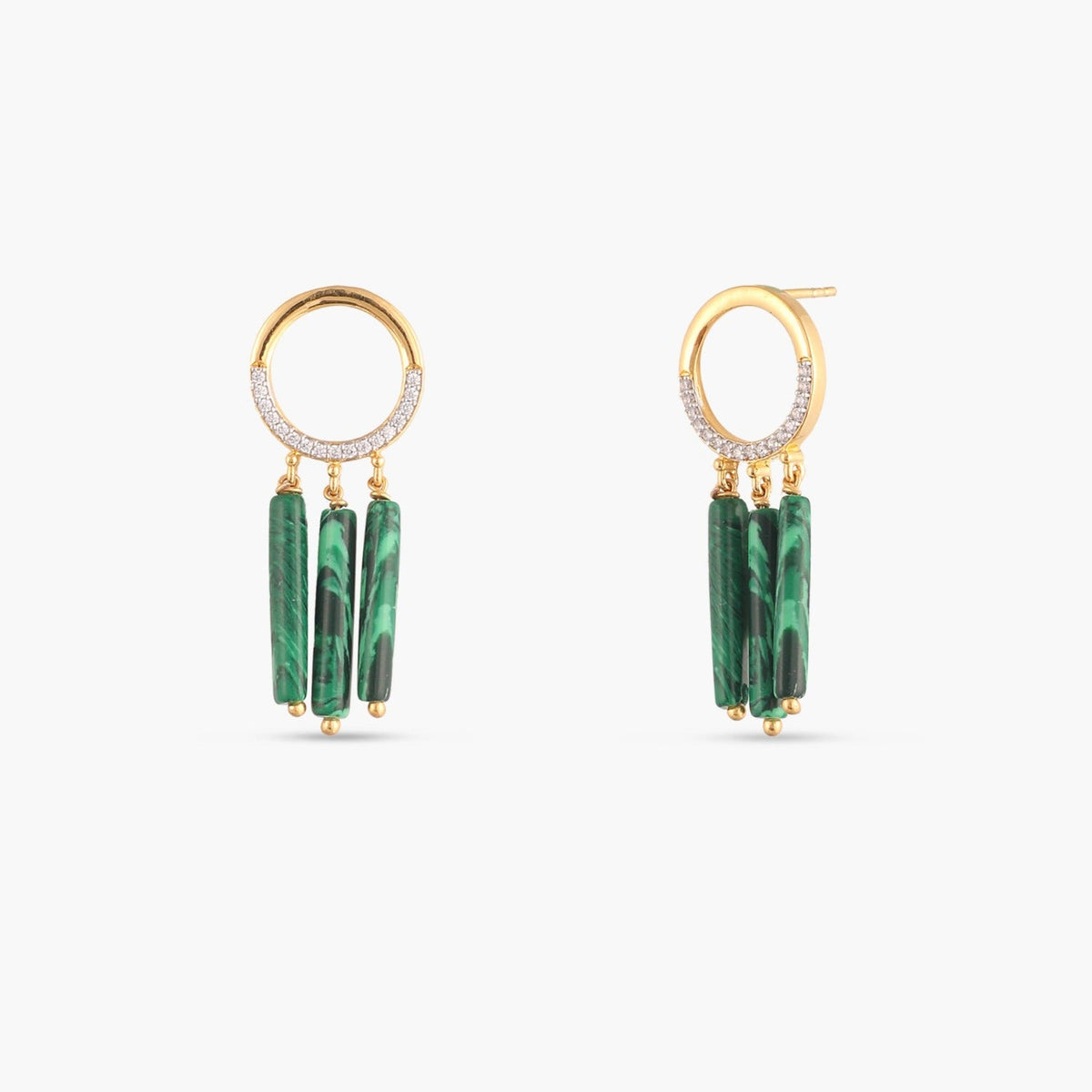 Earrings Malachite Round Silver Drop Earrings