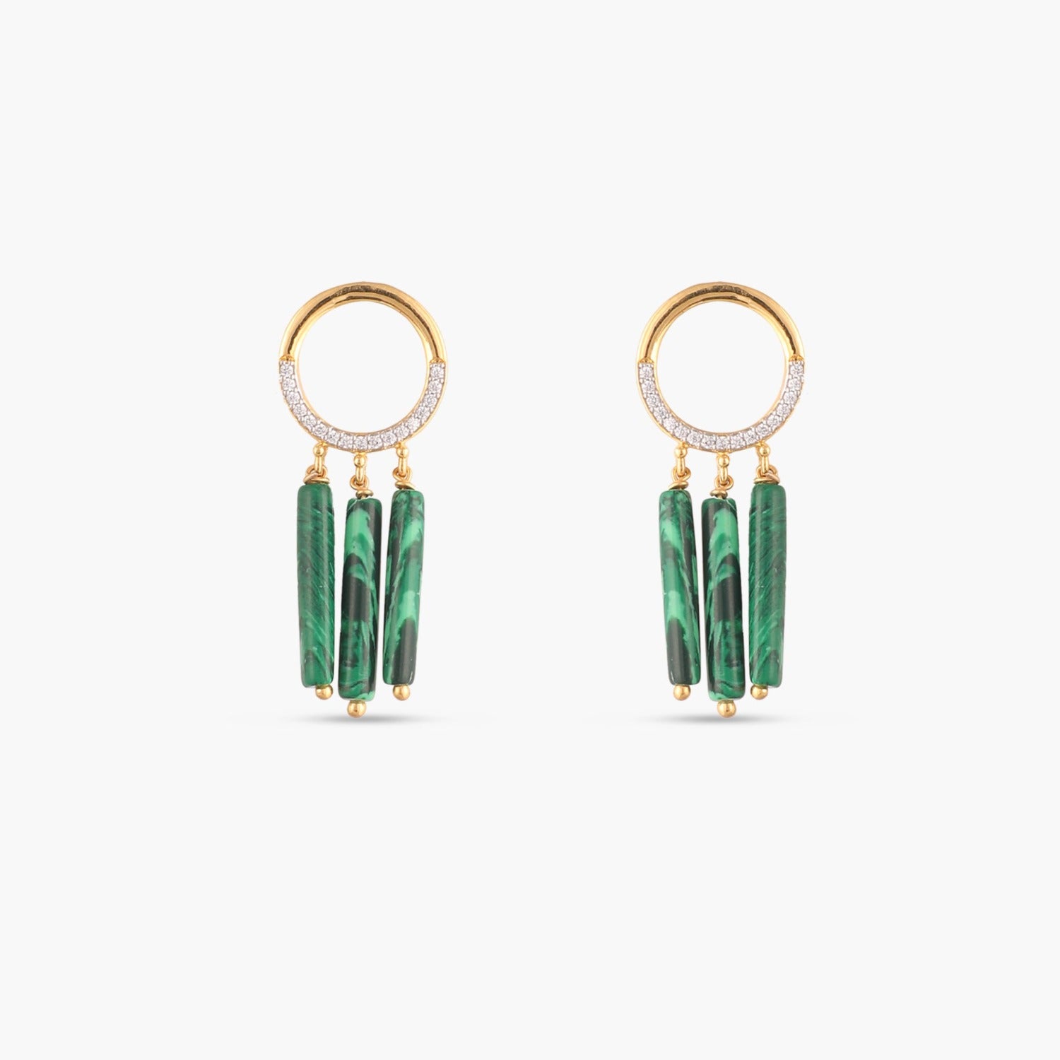 Earrings Malachite Round Silver Drop Earrings