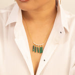 Malachite Line Charm Silver Necklace