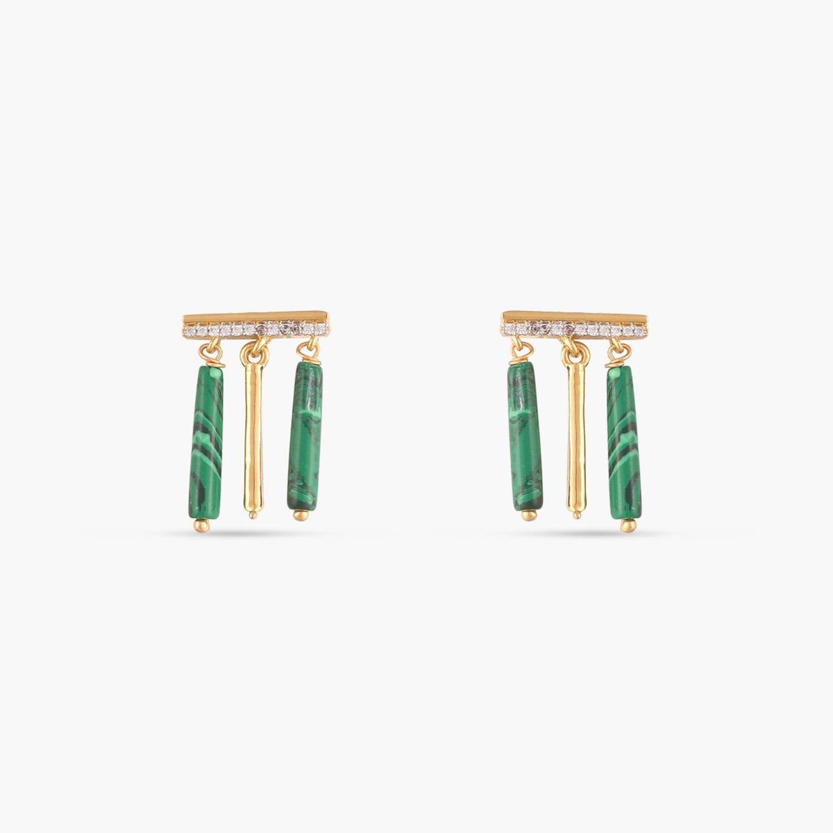 Malachite Simple Silver Drop Earrings