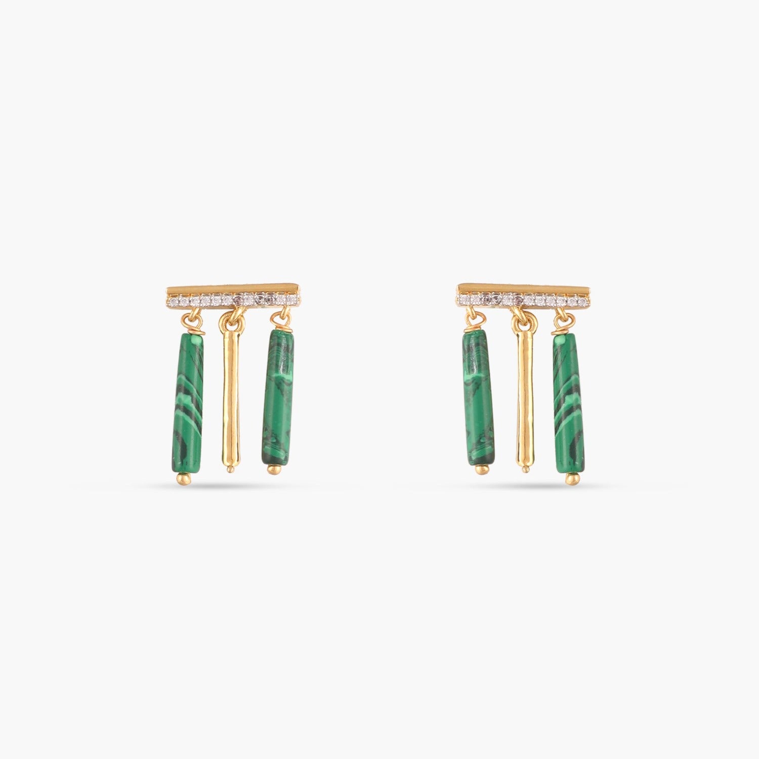 Earrings Malachite Simple Silver Drop Earrings