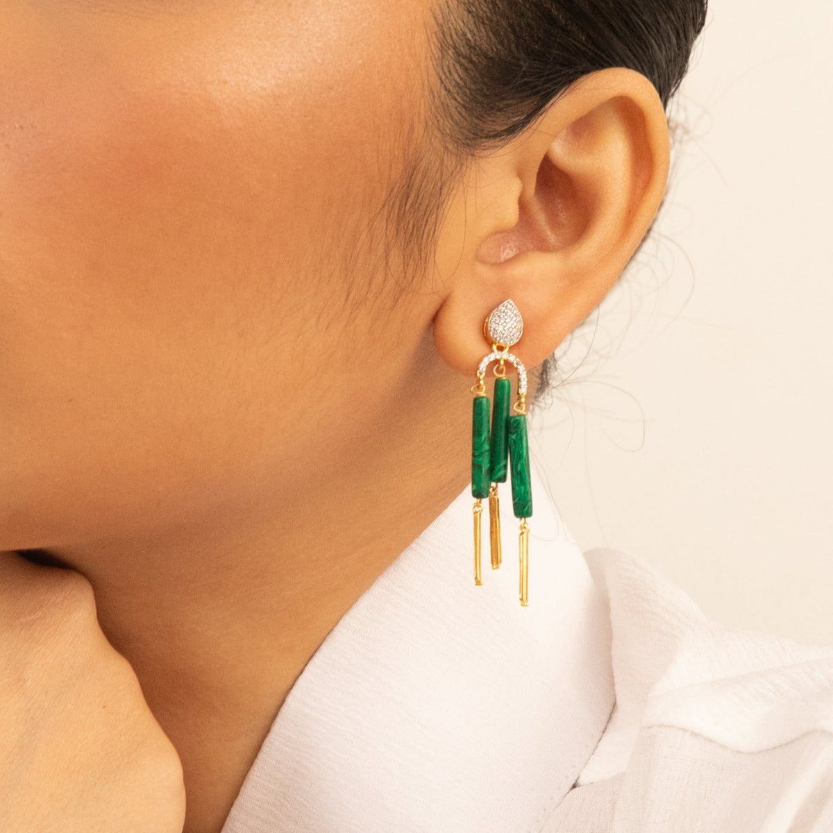 Earrings Malachite Striking Silver Drop Earrings