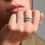 Elegant CZ Silver Black Bead Band Ring